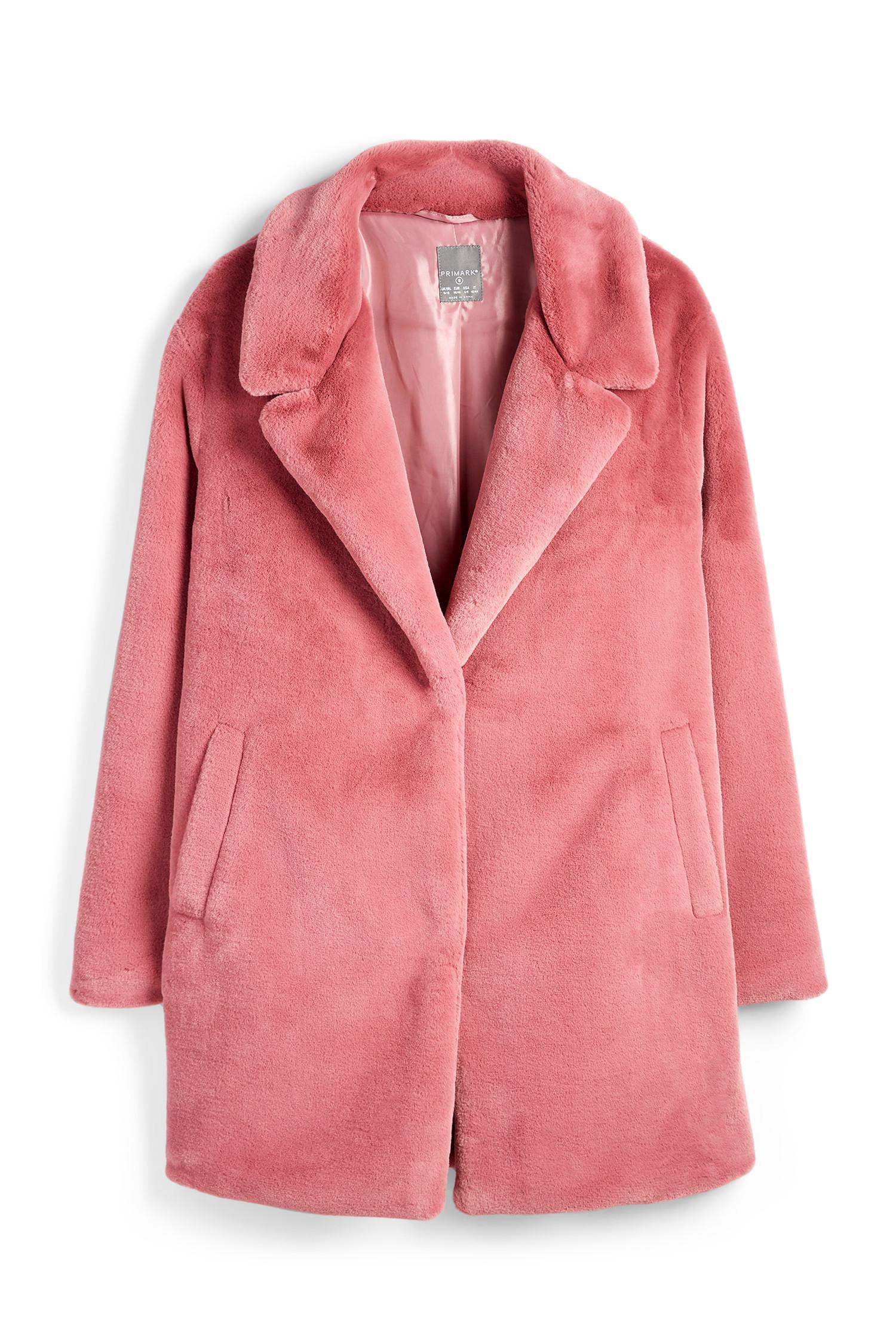 Roze jas van imitatiebont