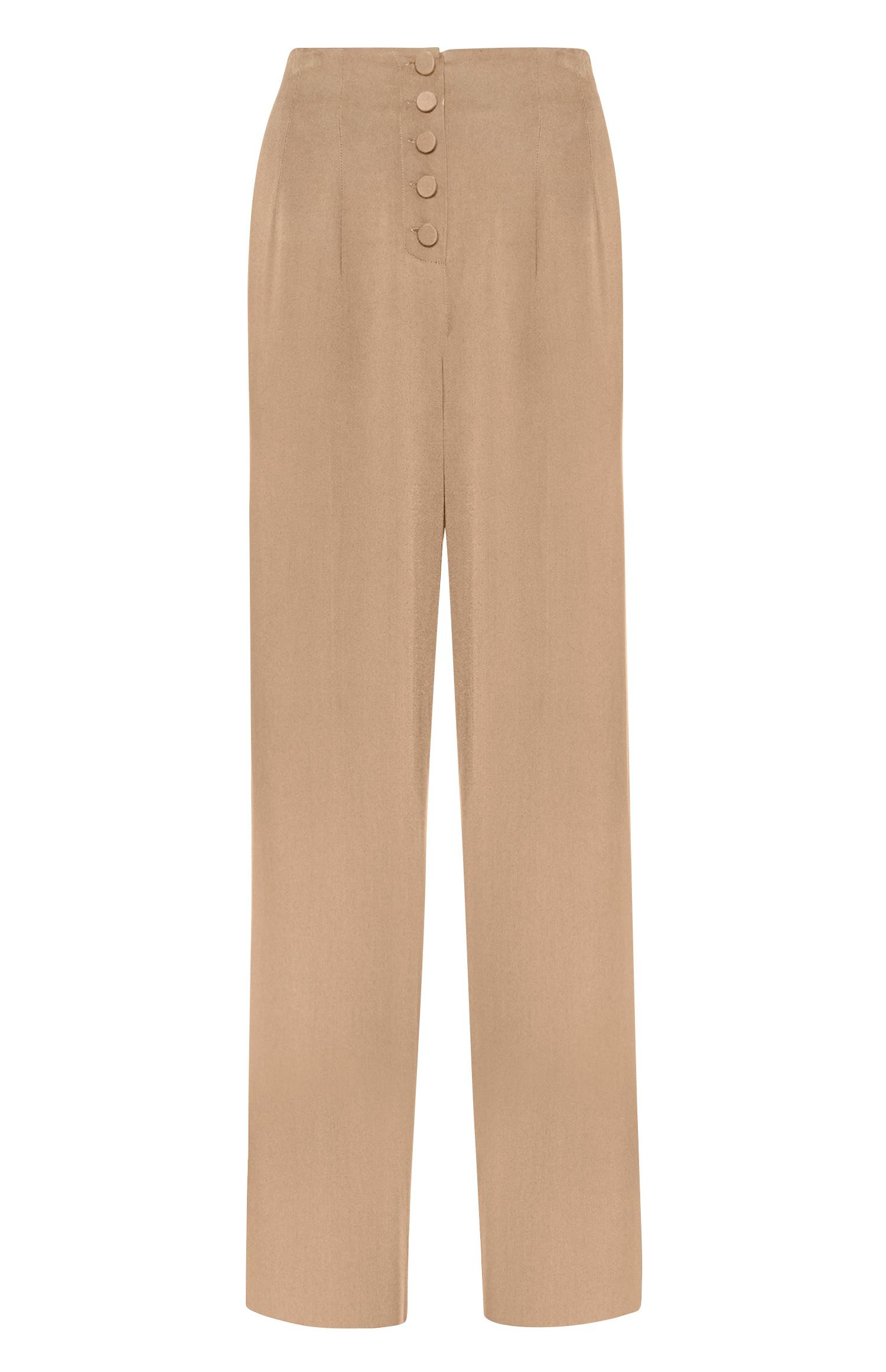 Camel broek met wijde pijpen