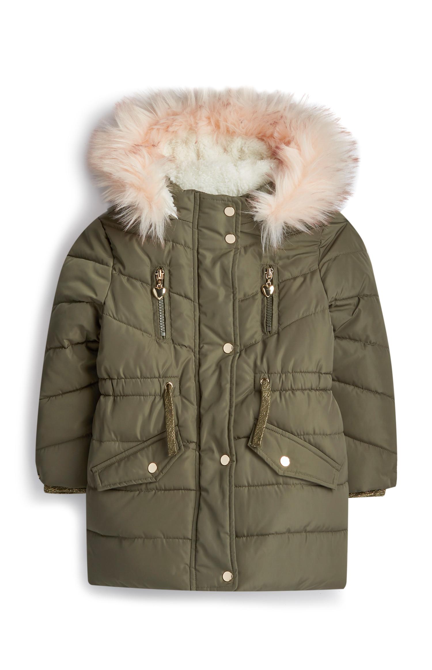 Khakifarbene Steppjacke (kleine Mädchen)