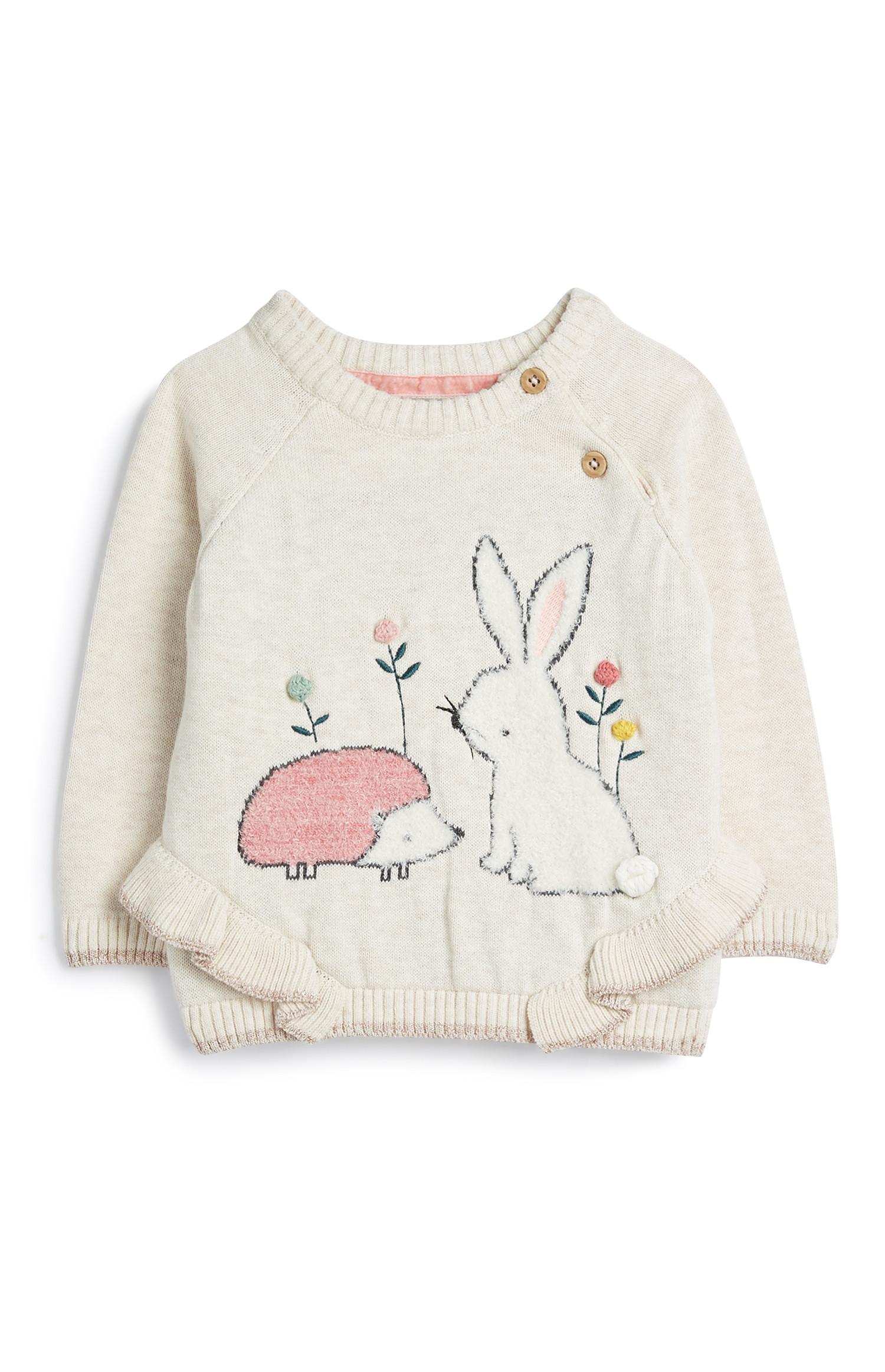 Maglione riccio e coniglietto da bimba