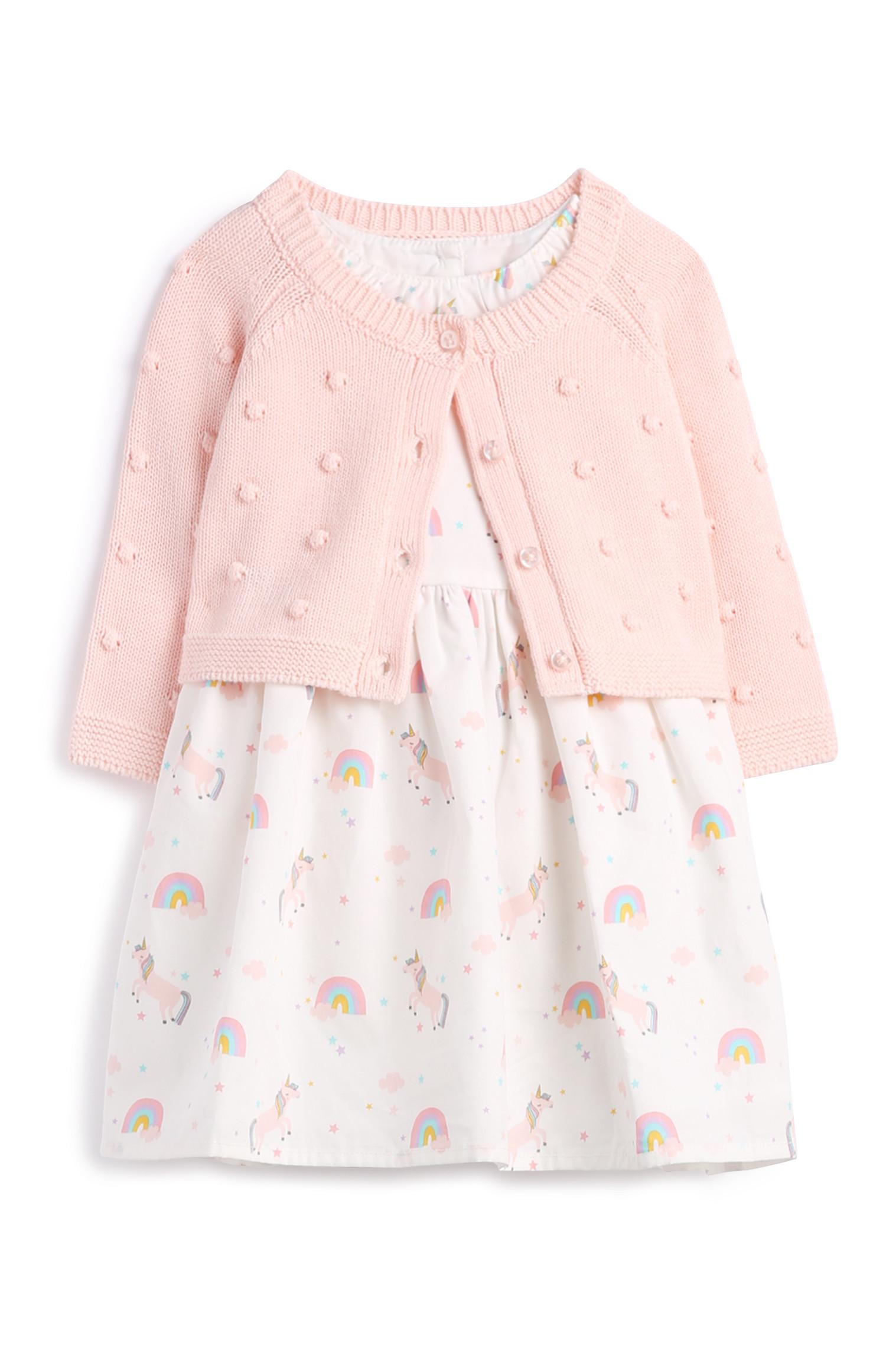 Rosafarbenes Kleid mit Cardigan für Neugeborene (M)