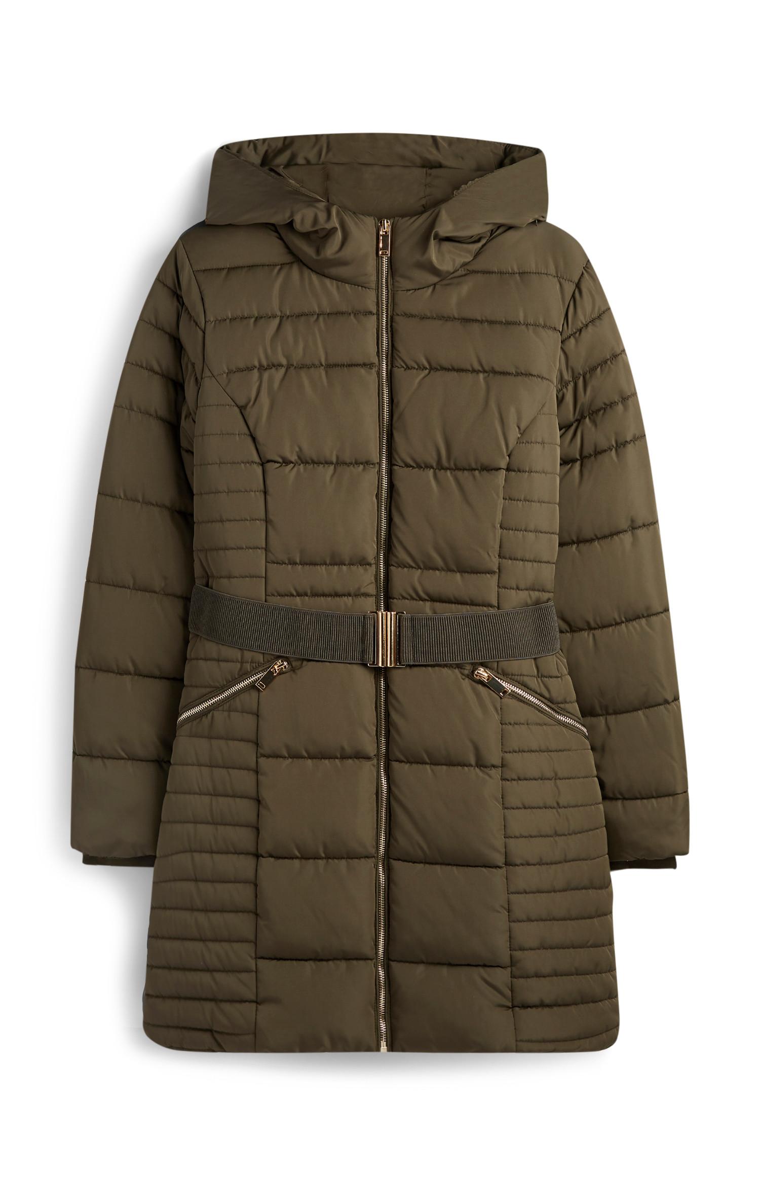 Gevoerde kaki jas met riem