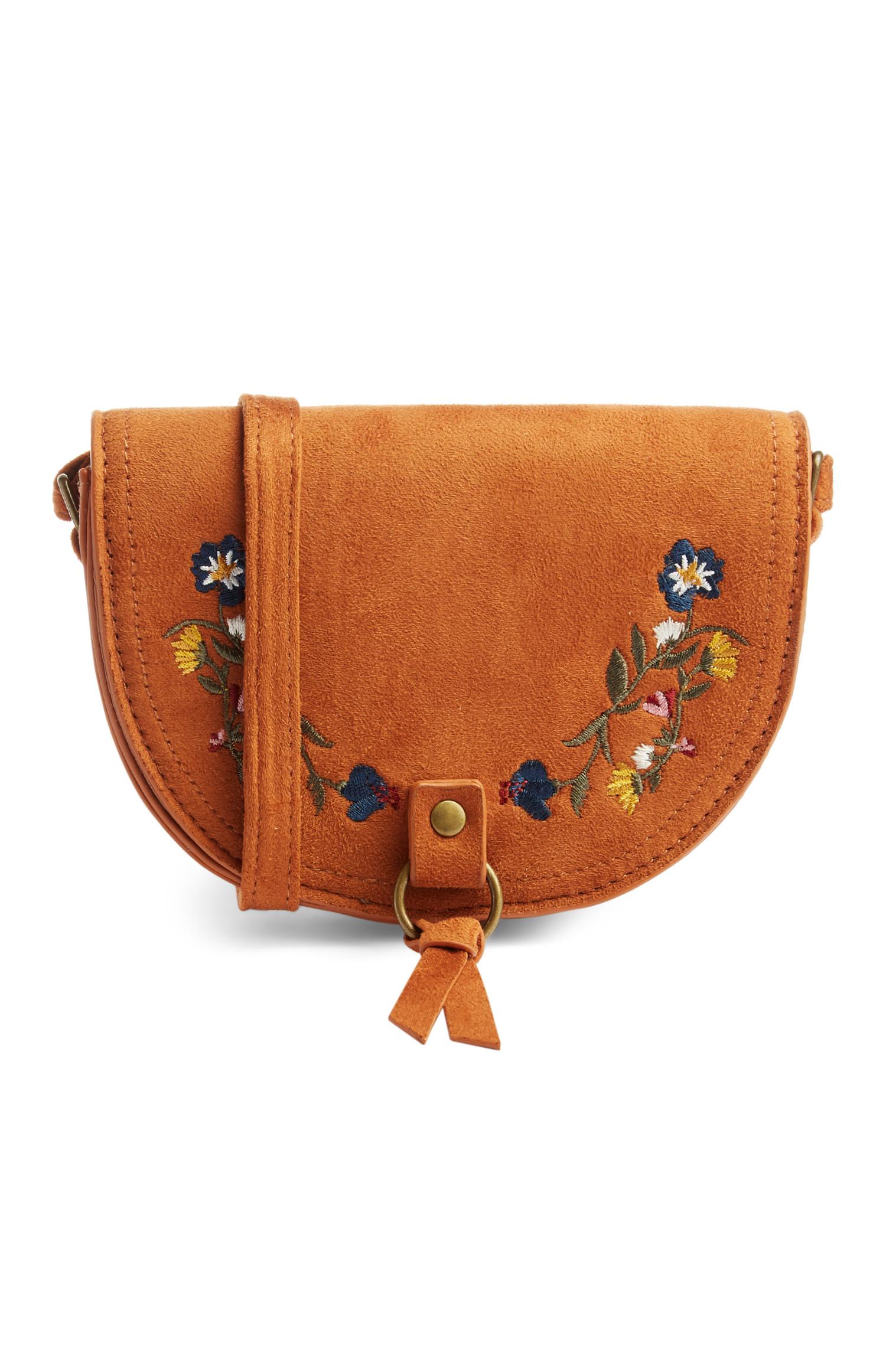 Borsa a bisaccia con tracolla color cuoio