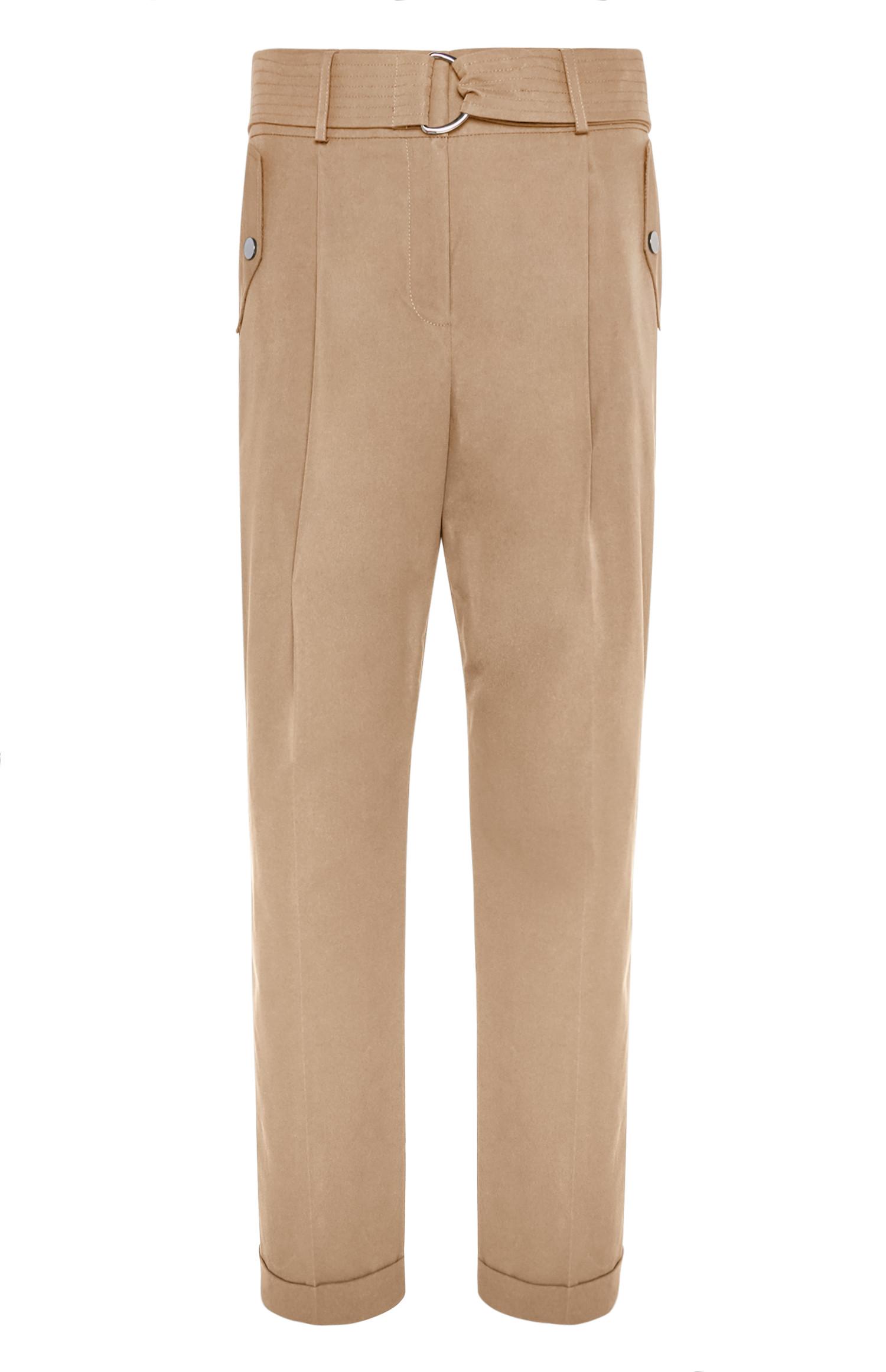 Bruine pantalon met smalle pijp en riem