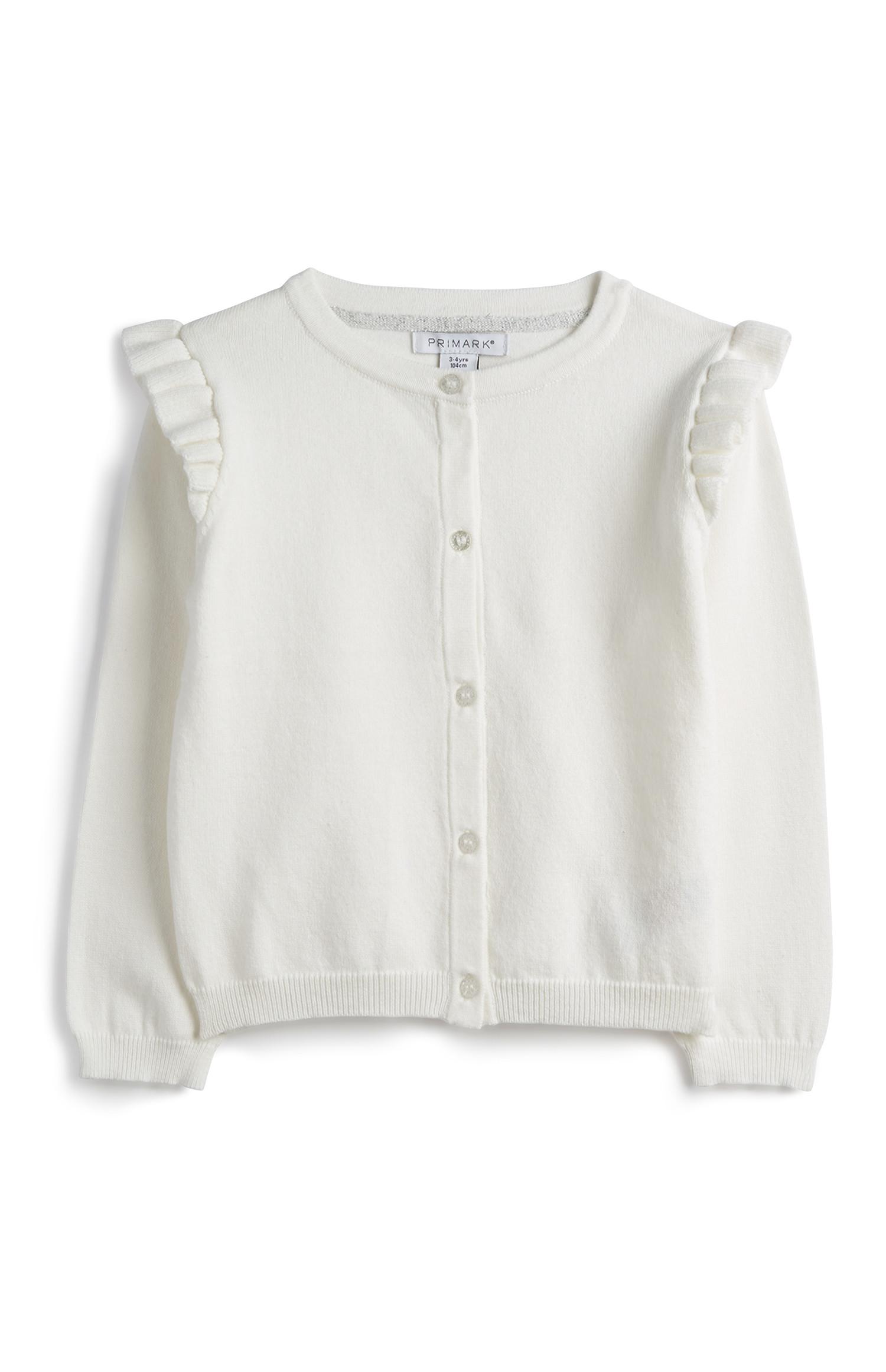Weißer Cardigan mit Rüschen