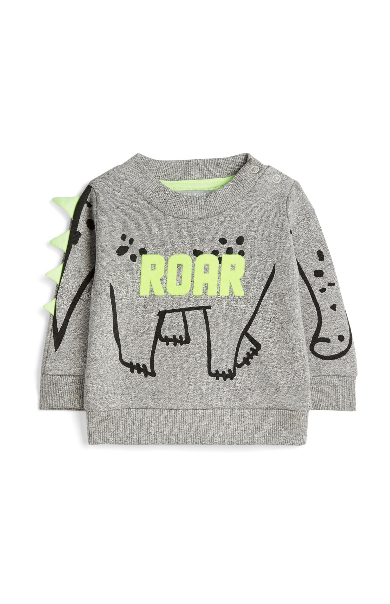 Grauer Dinosaurier-Pullover für Babys (J)