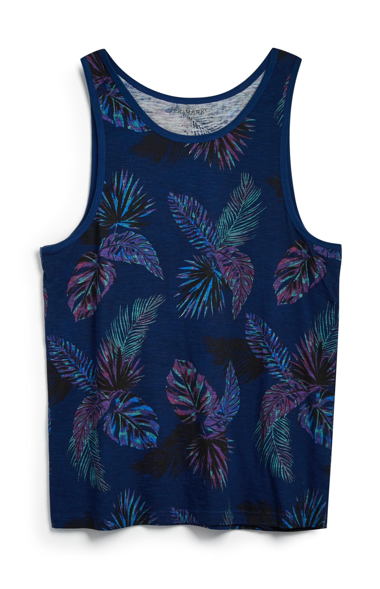 Blaues Tanktop mit Blattmuster