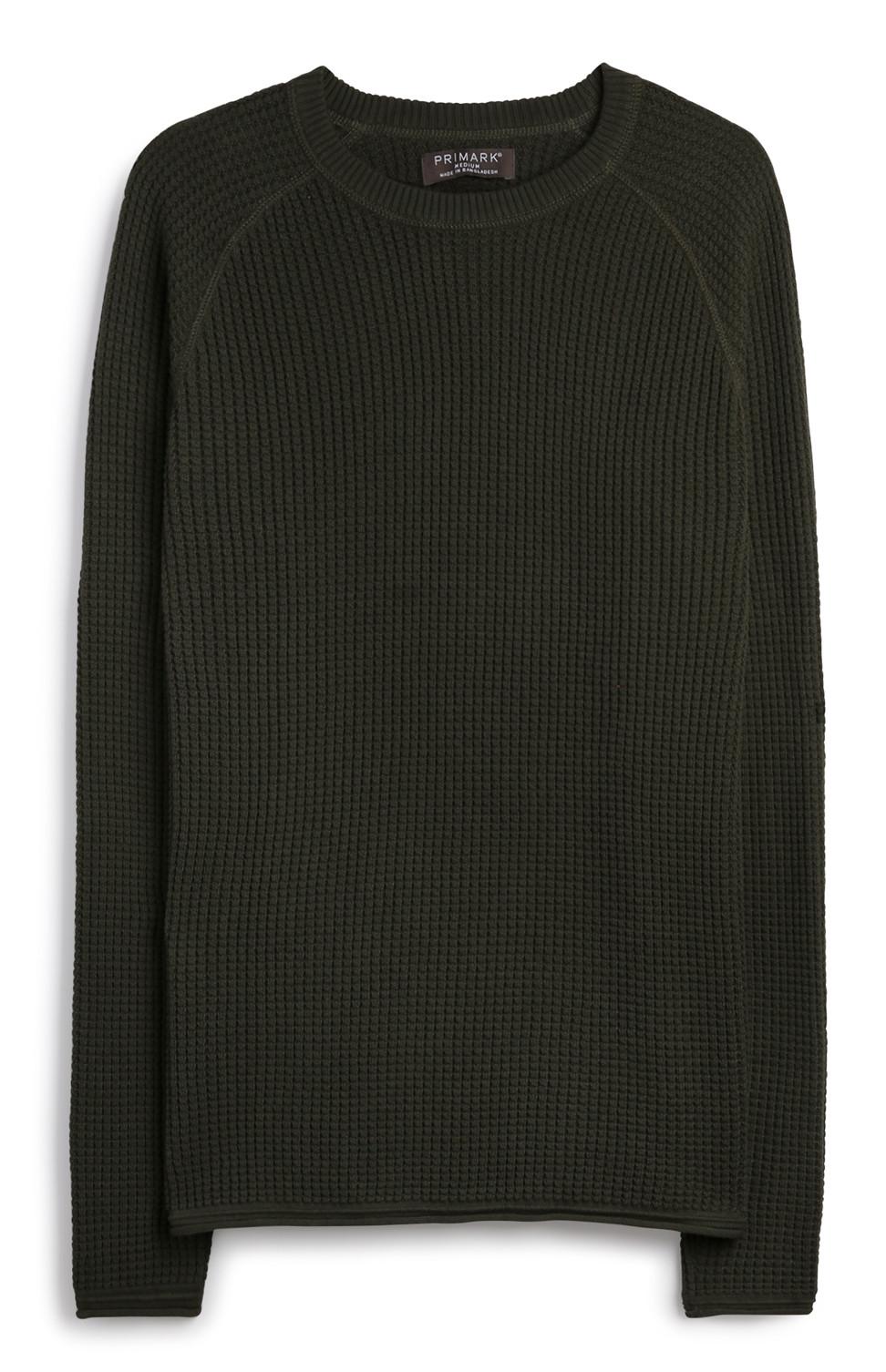 Khakifarbener Strickpullover