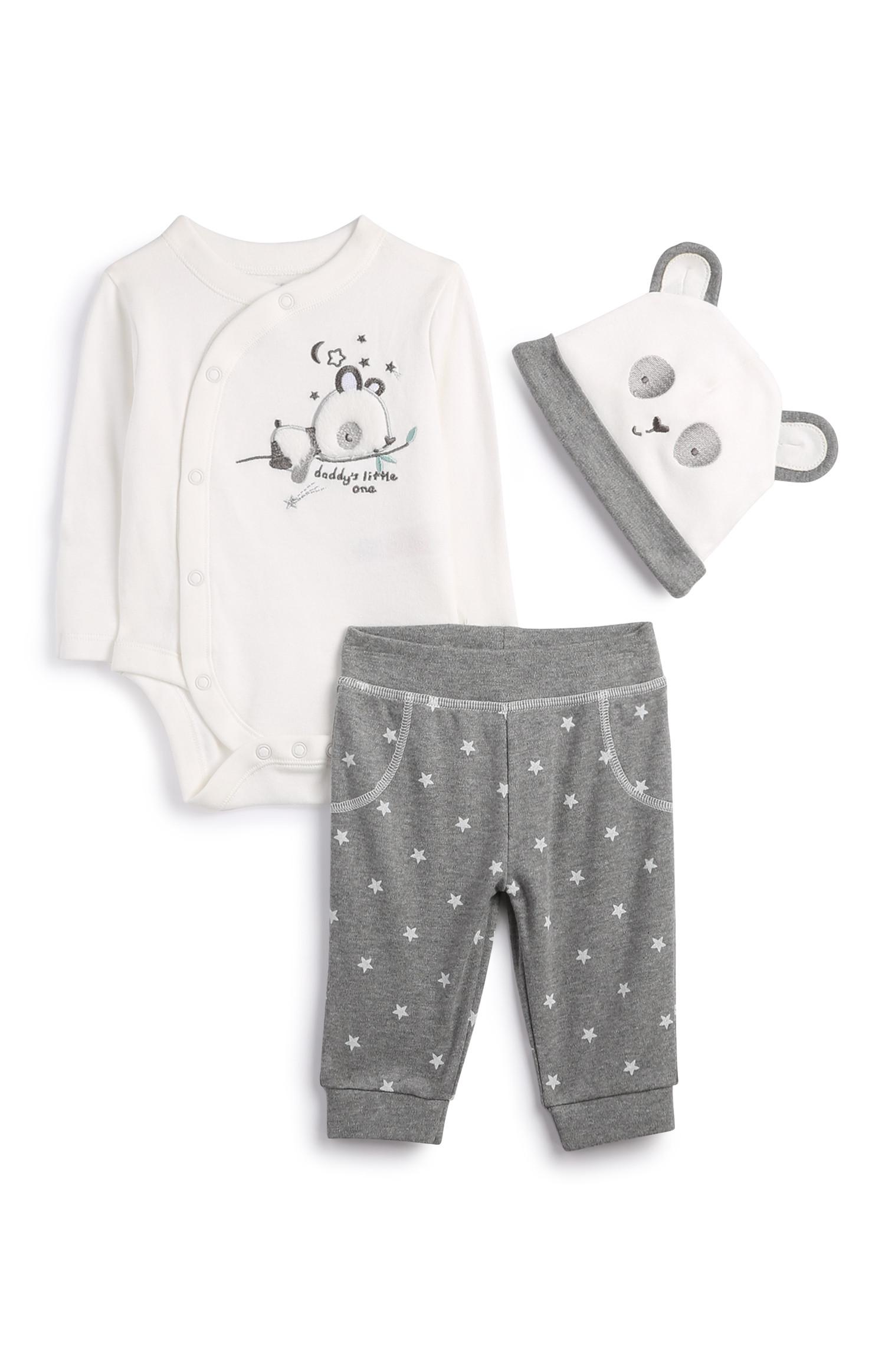 Outfit mit Pandamotiv für Neugeborene, 3-teilig