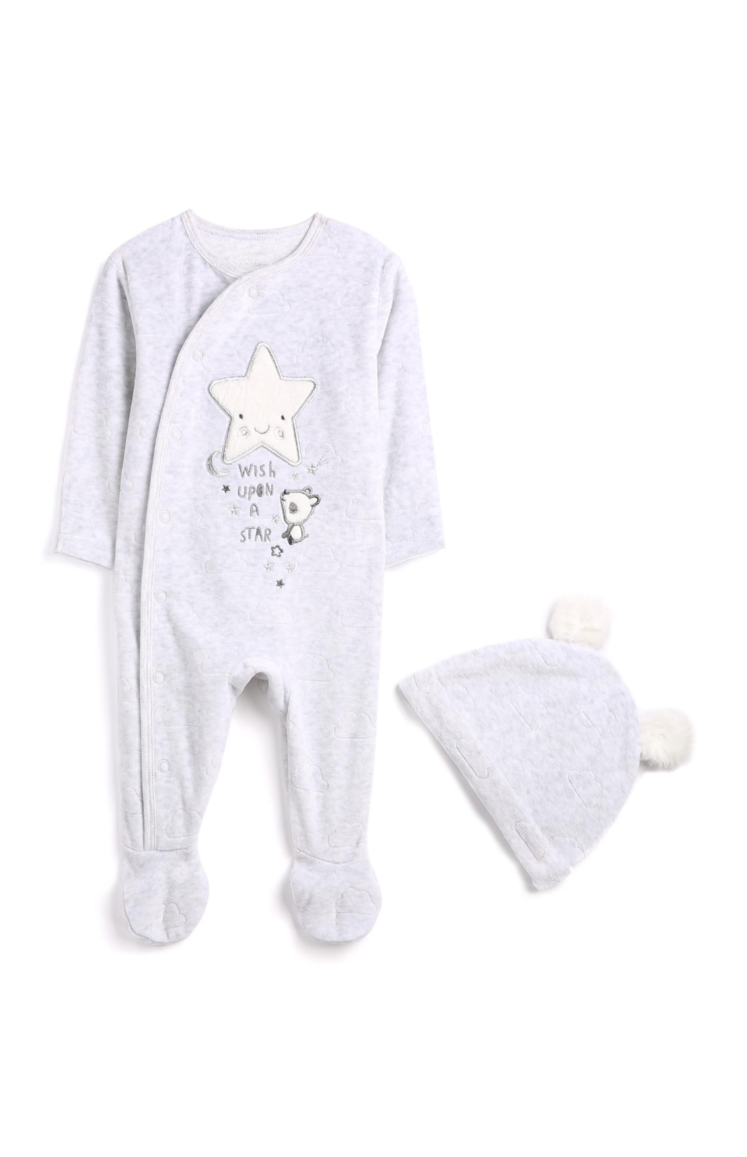 Completo 2 pezzi in velour panda da neonato