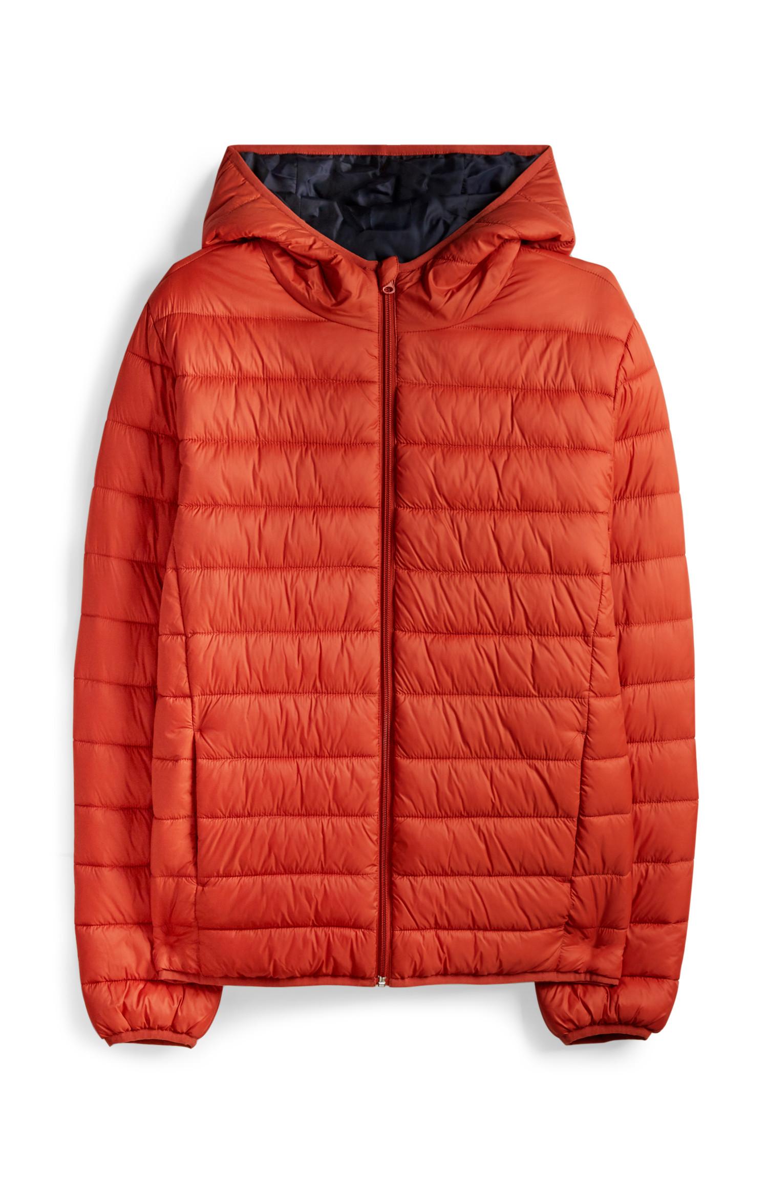 Orange Steppjacke mit Kapuze