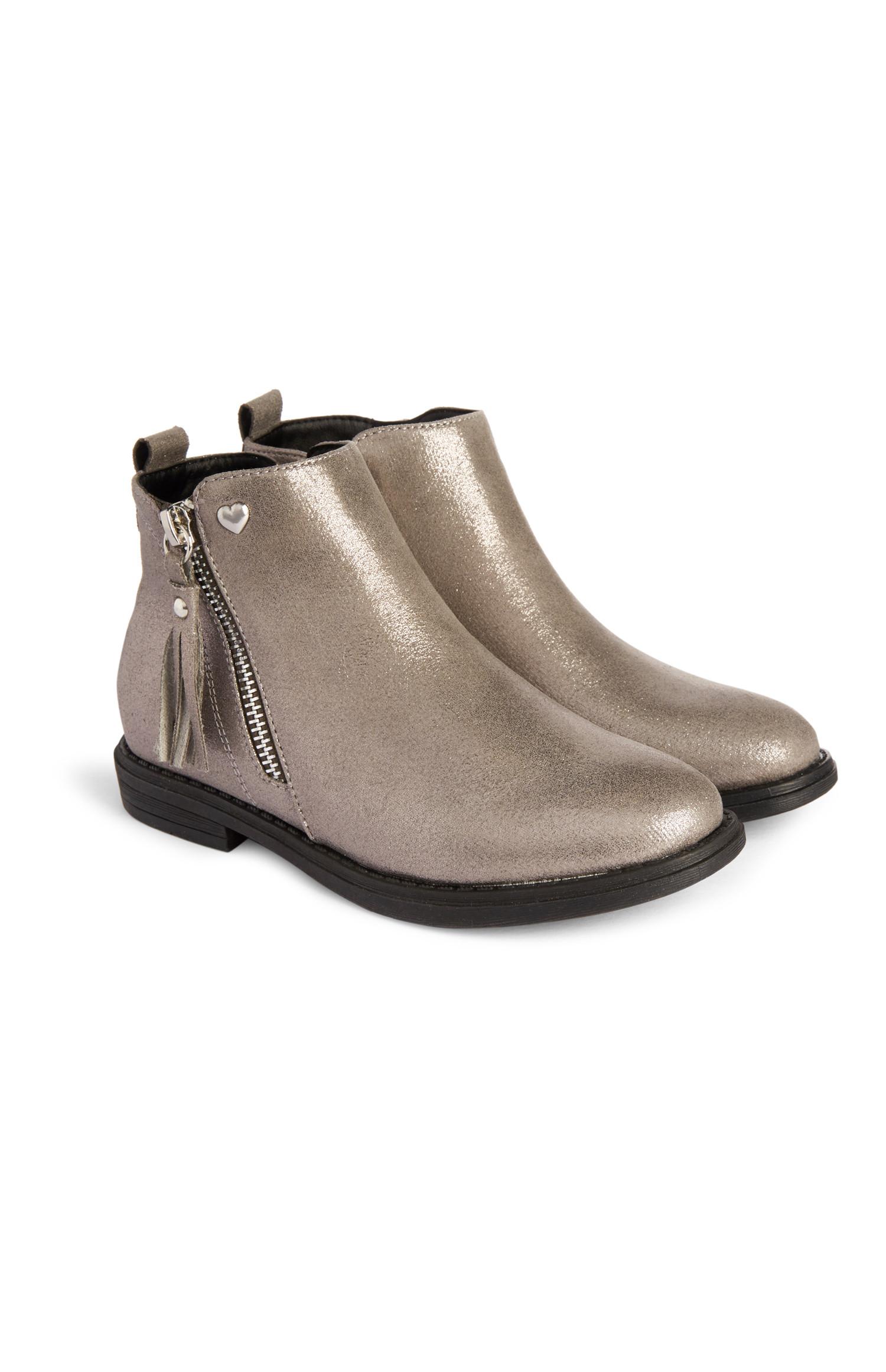 Stivaletti dorati con nappine e zip da ragazza