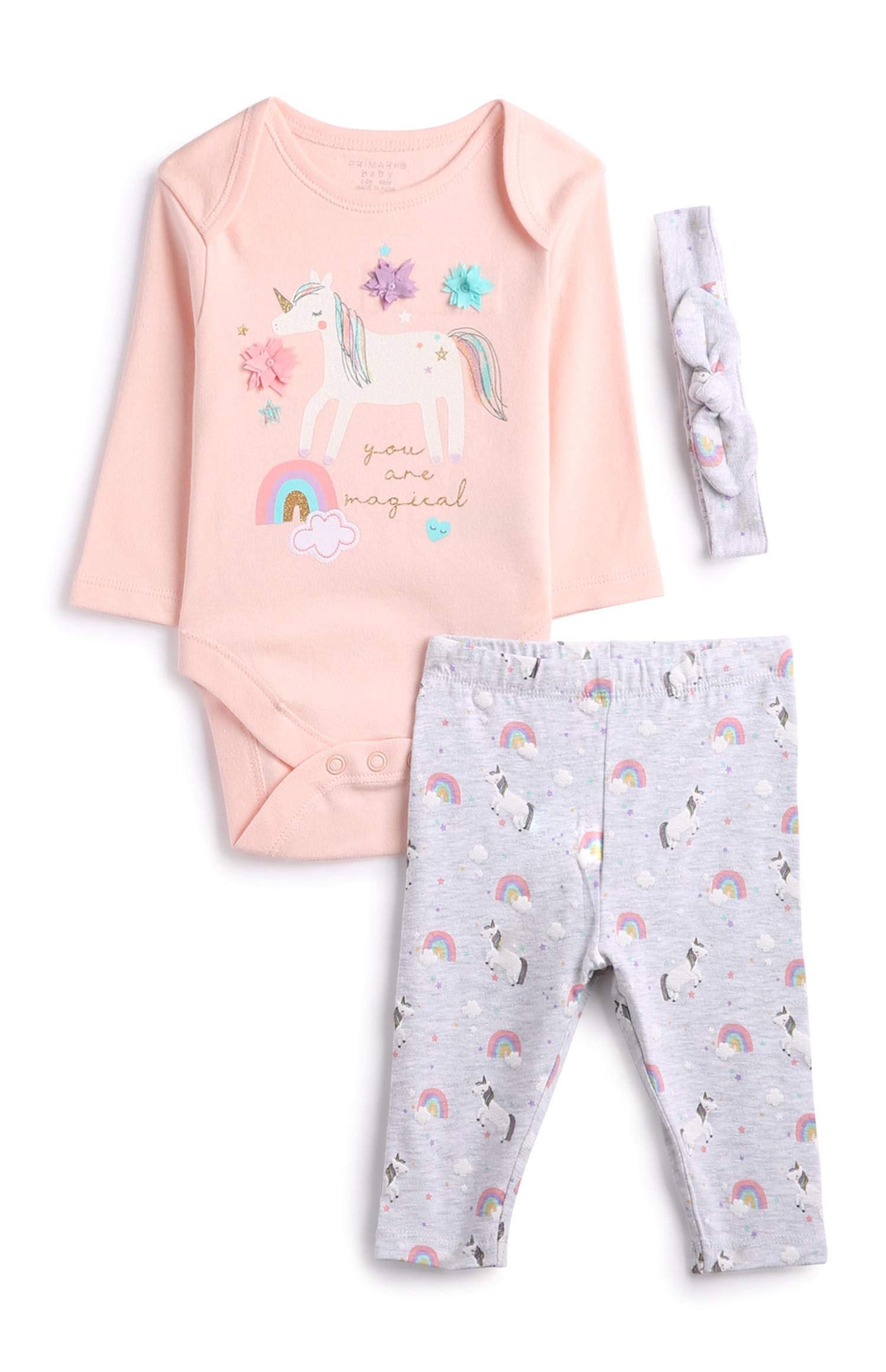 Completo 3 pezzi unicorno da neonata