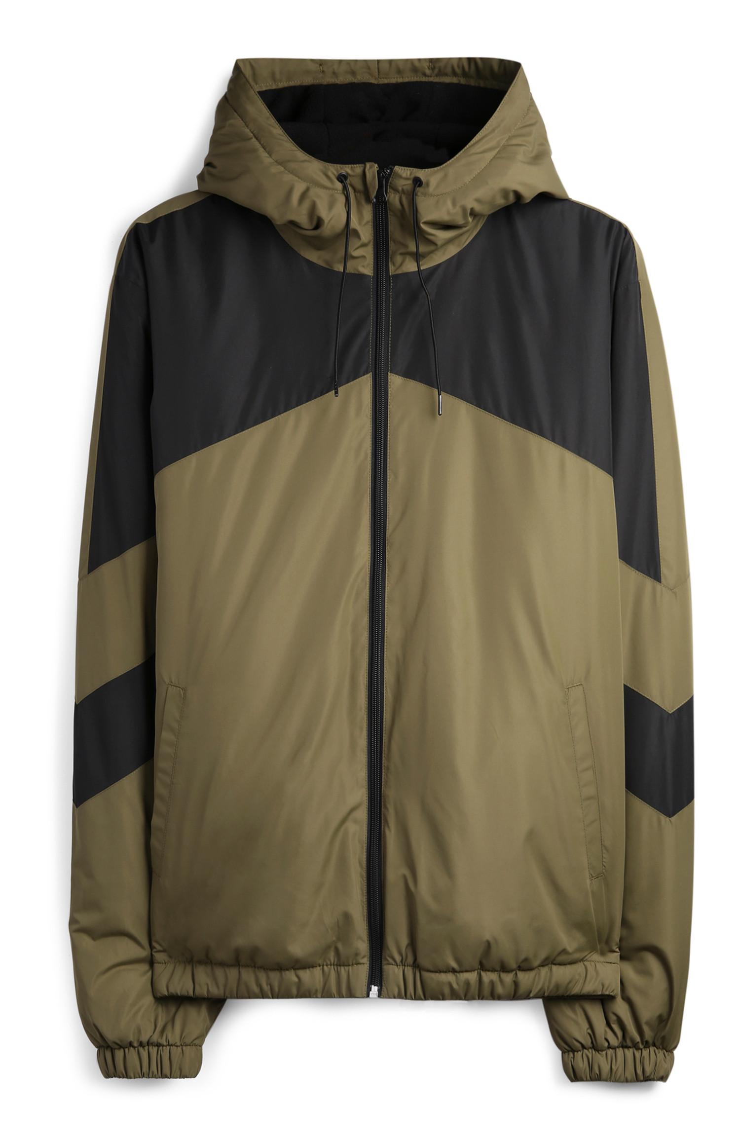 Khakifarbene Jacke mit Chevronmuster