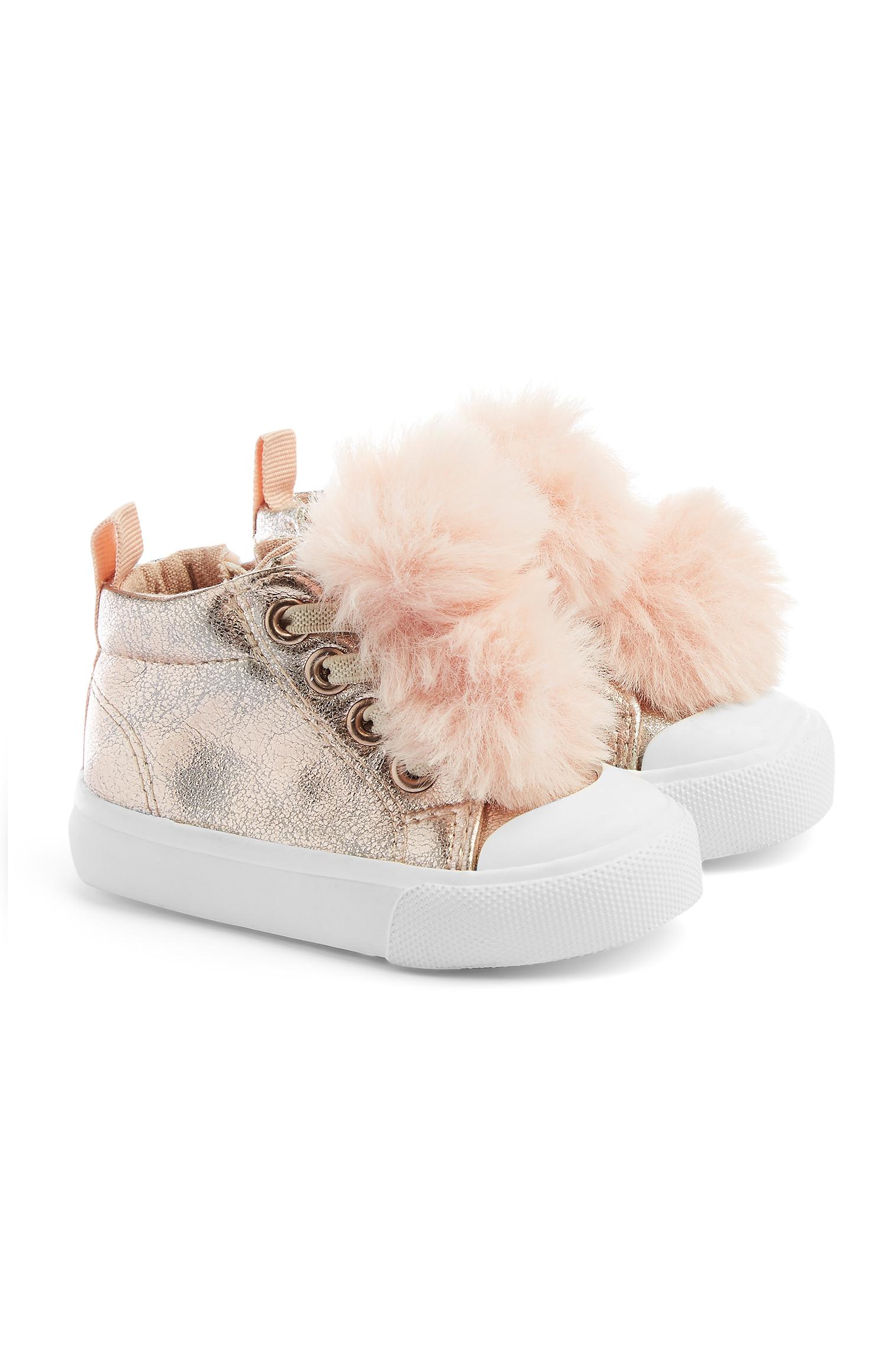 Goldene Schuhe mit Pompons für Babys (M)
