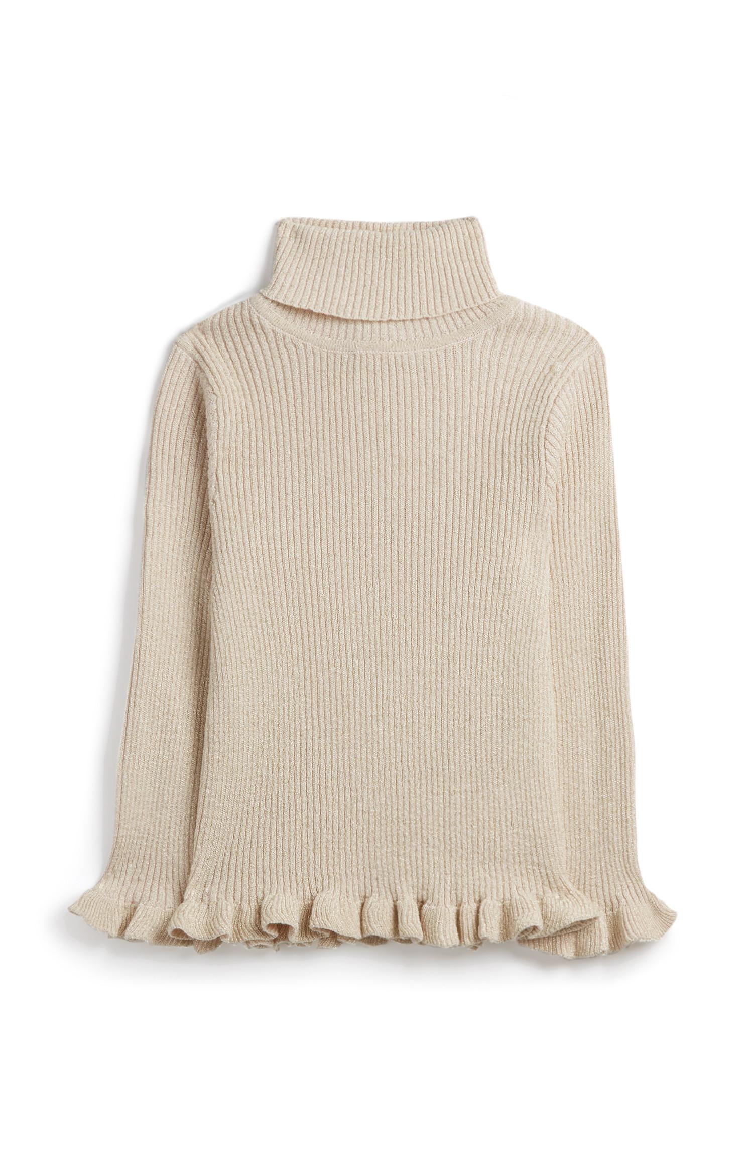 Glitzernder Rollkragenpullover, beigefarben (kleine Mädchen)