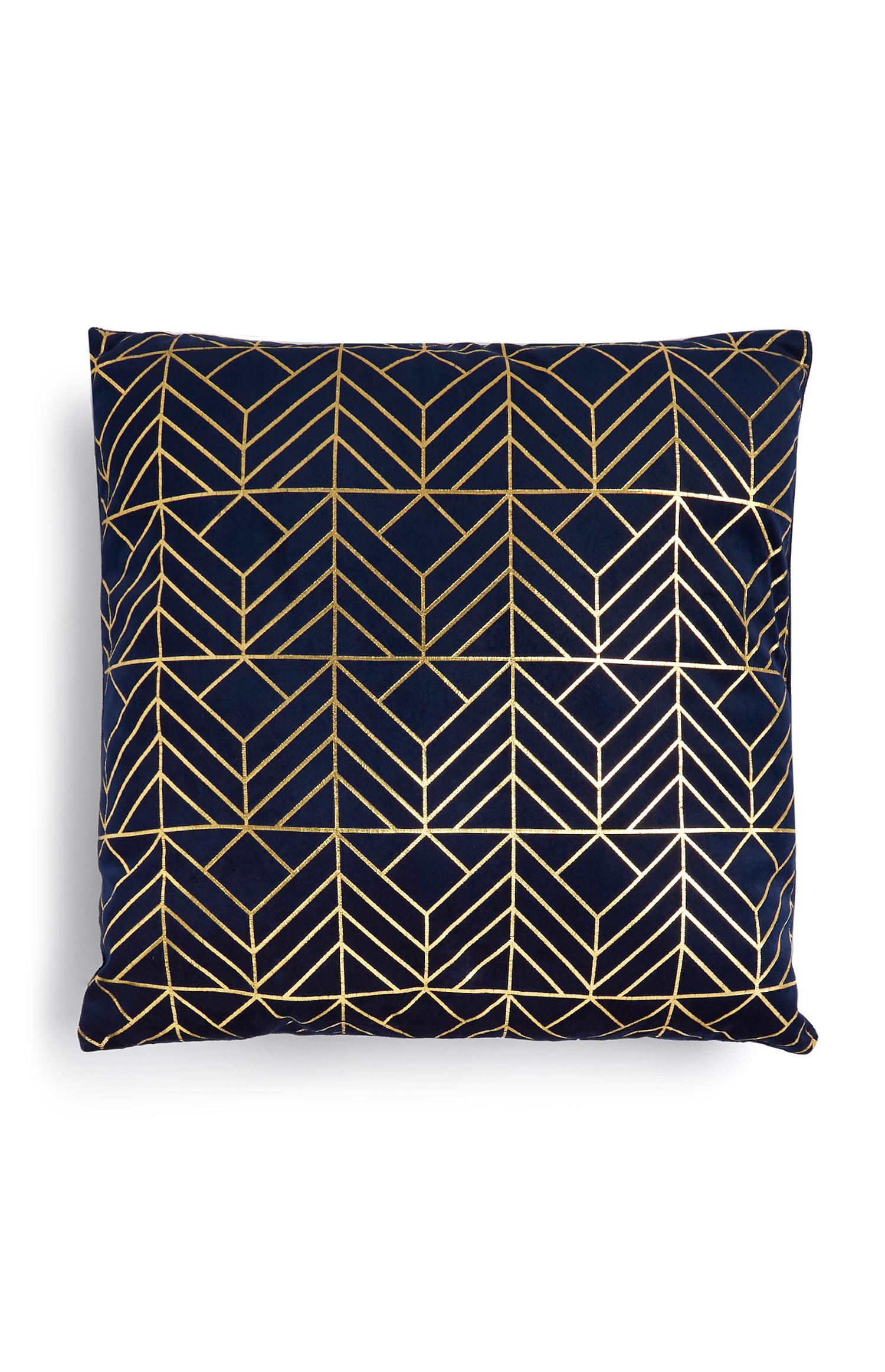 Cuscino fantasia blu e oro