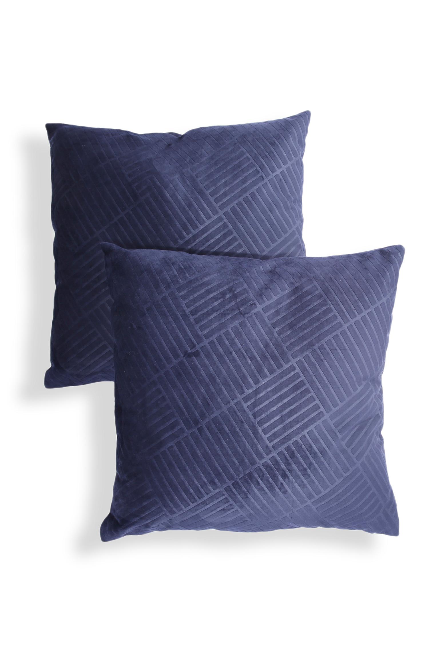 2 cuscini viola in velluto strutturati