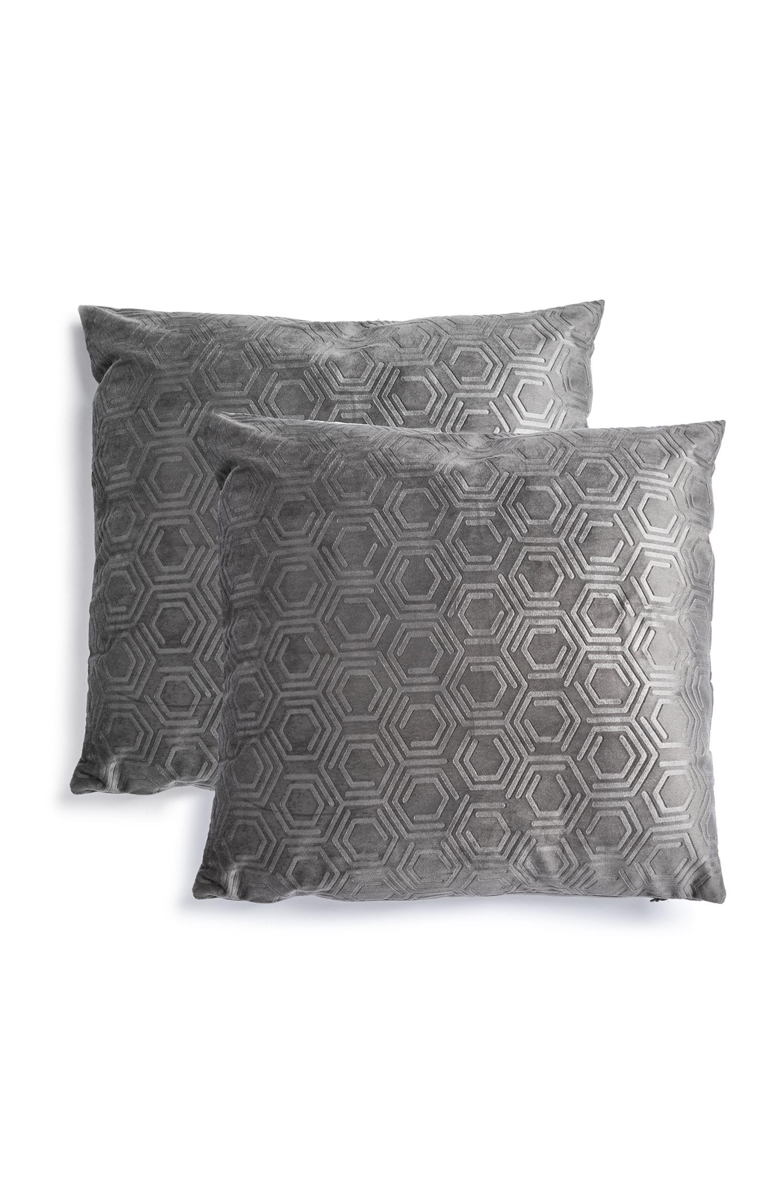 2 cuscini grigi in velluto strutturati