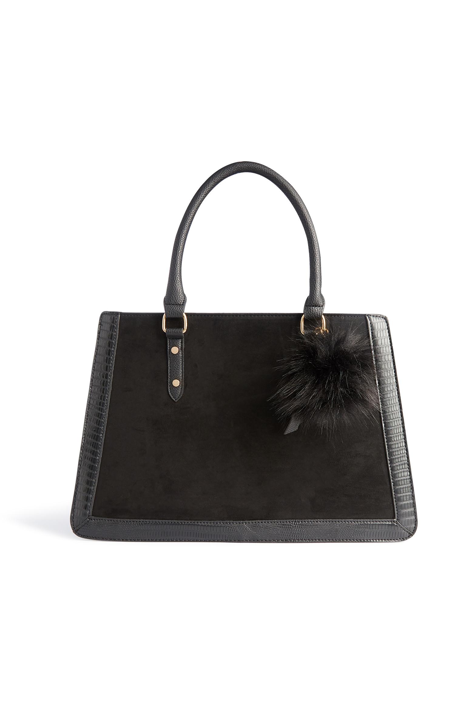 Zwarte schoudertas met structuur