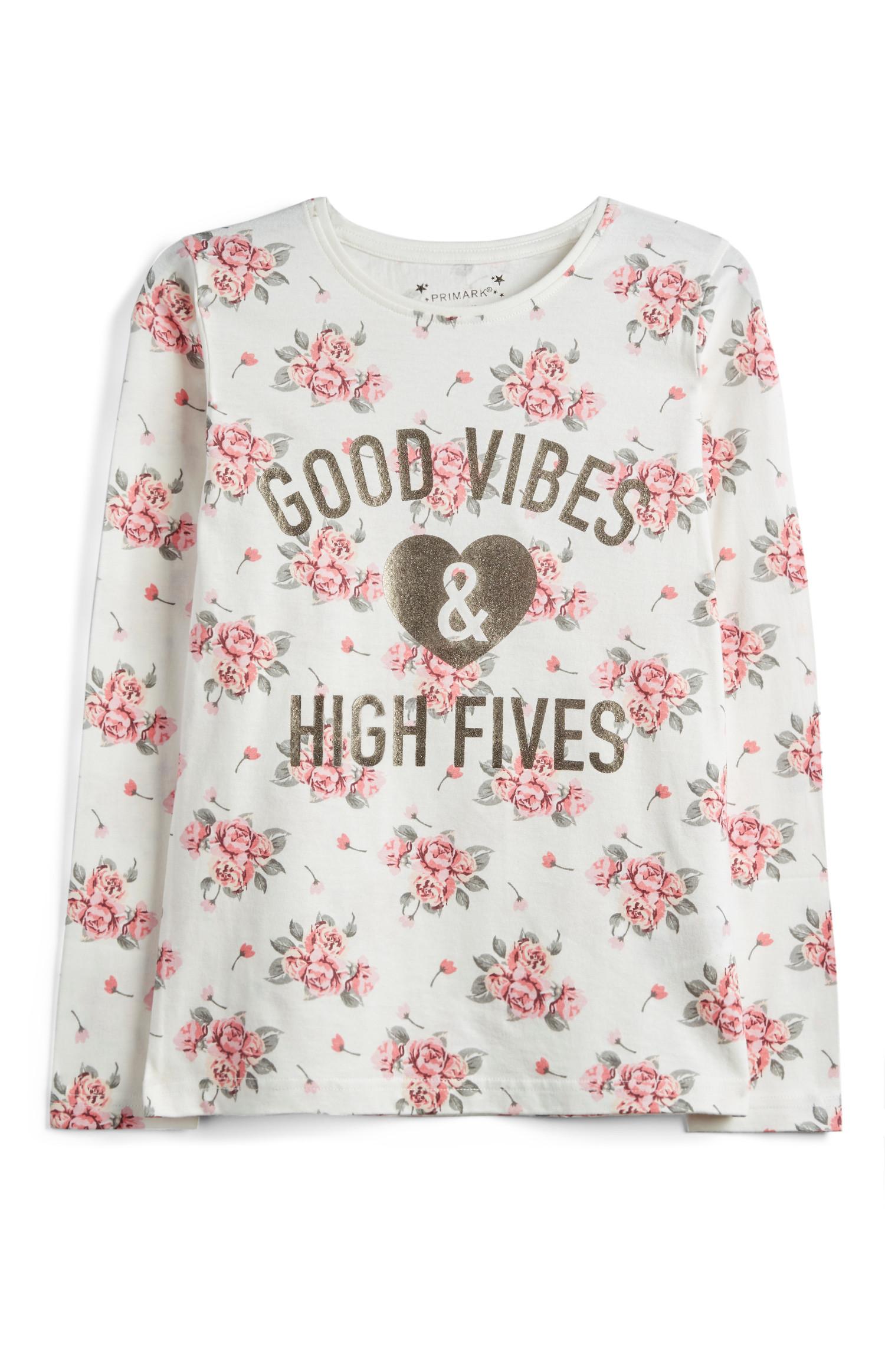 Top mit Blumenmuster und Slogan (Teeny Girls)