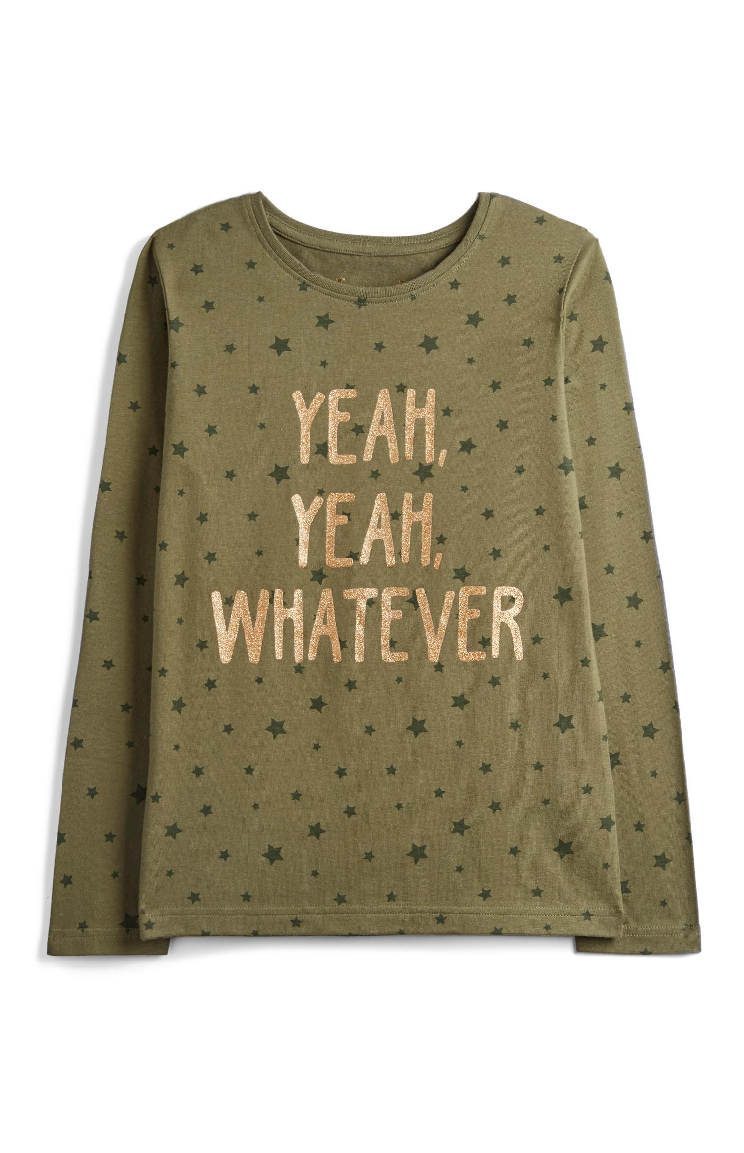 Khakifarbenes Top mit Slogan (Teeny Girls)