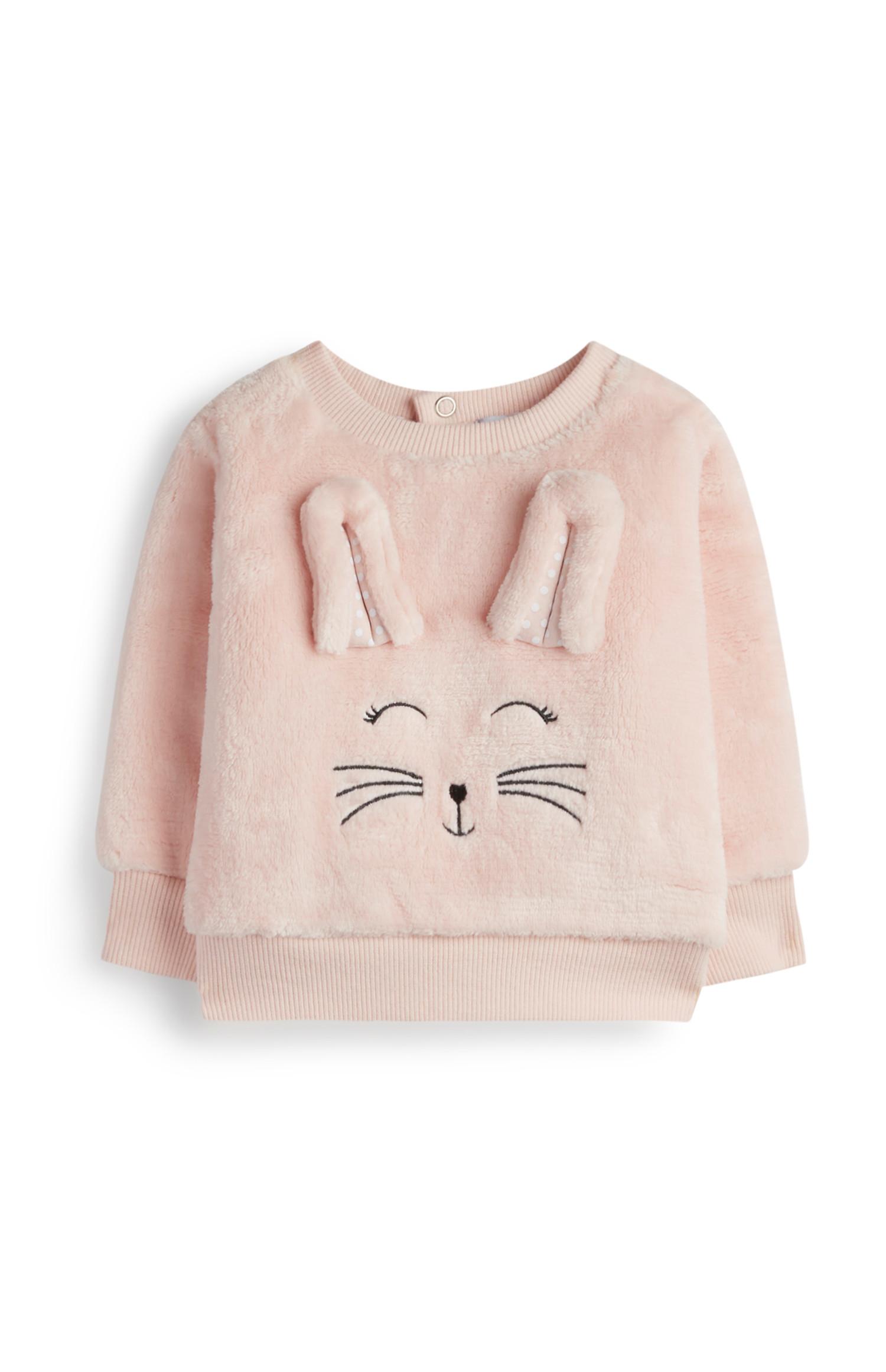 Rosafarbener Häschenpullover für Babys (M)