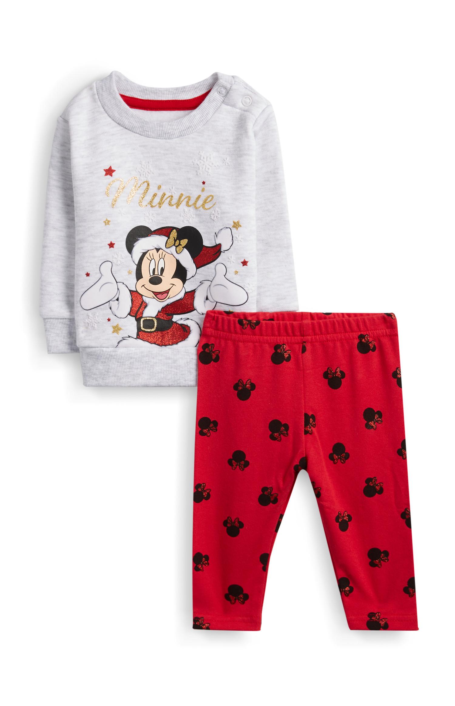 Weihnachtspullover und rote Leggings mit „Minnie Maus“-Motiv für Babys (M)