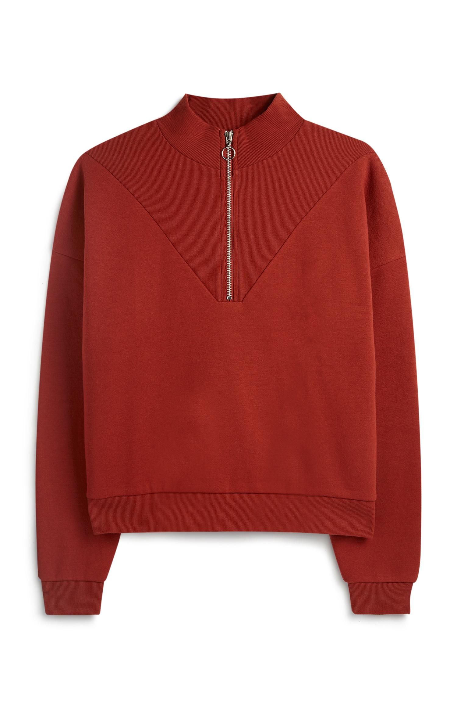 Kurzer Pullover mit halblangem Reißverschluss