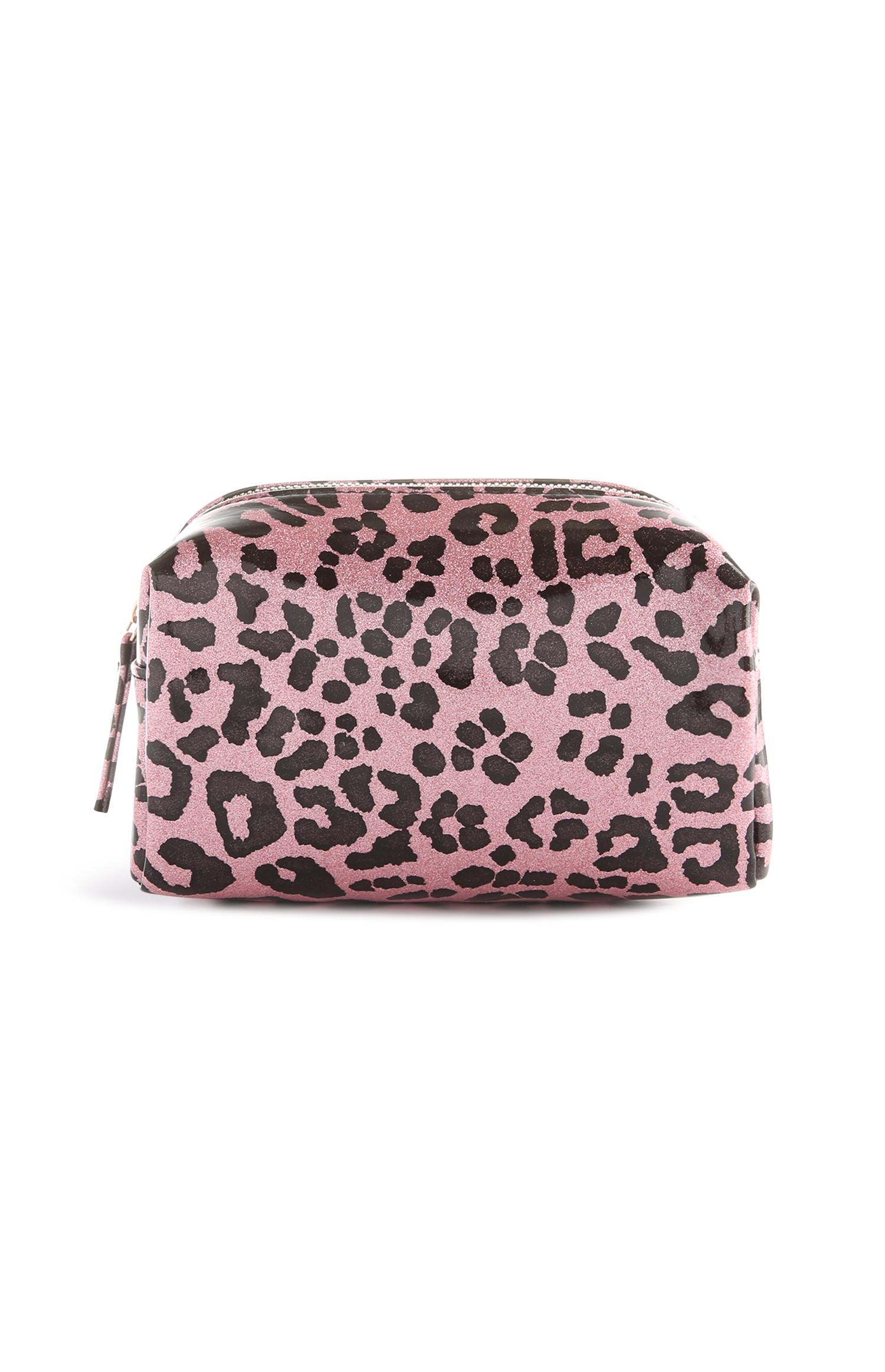 Trousse rosa con stampa leopardata