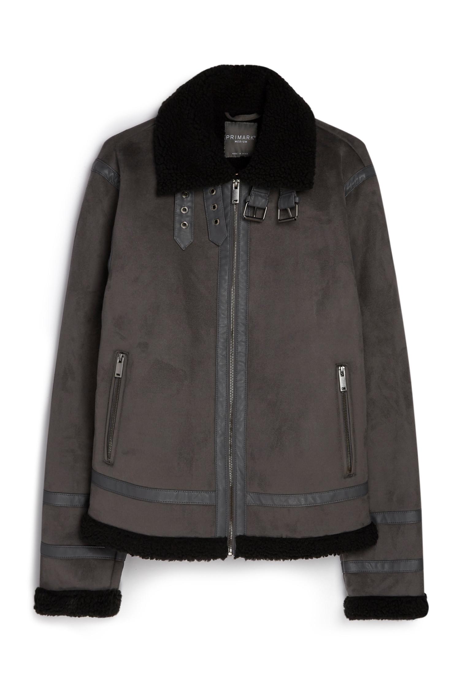 Graue Borgjacke in Wildlederoptik