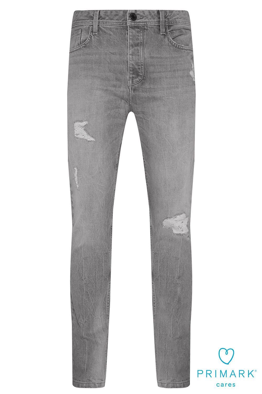 Graue Jeans aus nachhaltiger Baumwolle im Used-Look