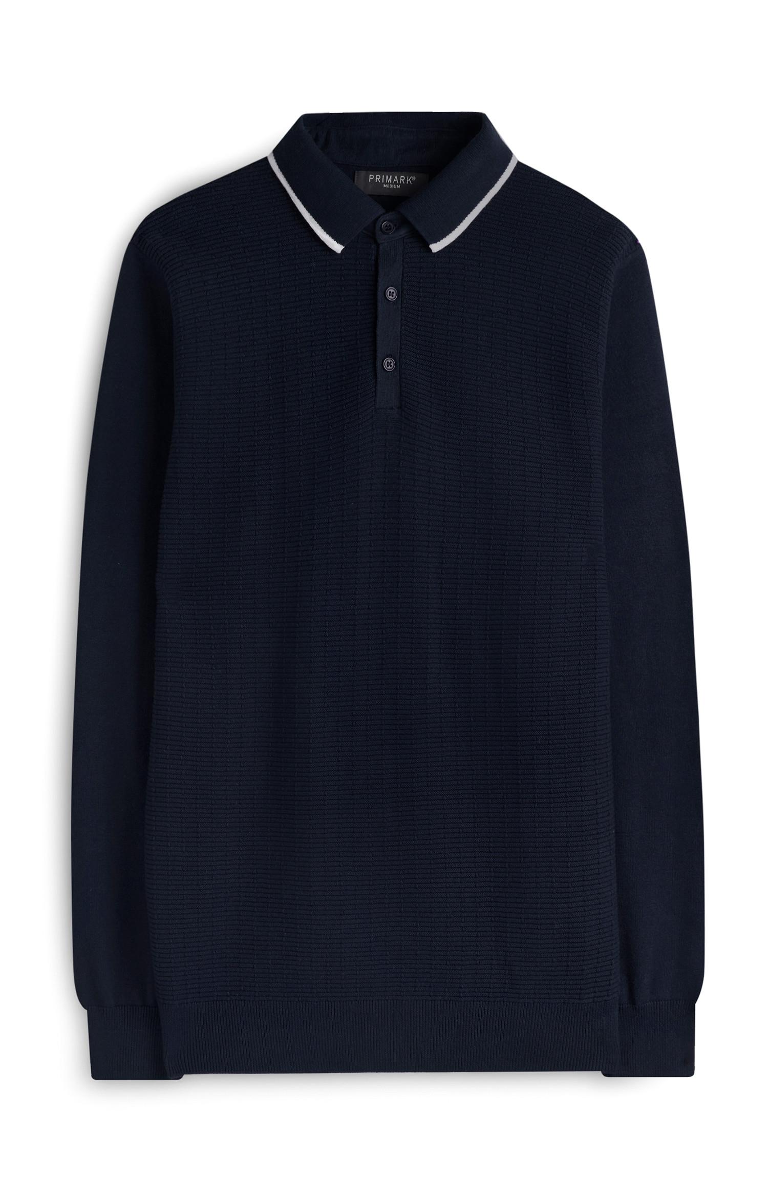 Marineblaues Strick-Poloshirt