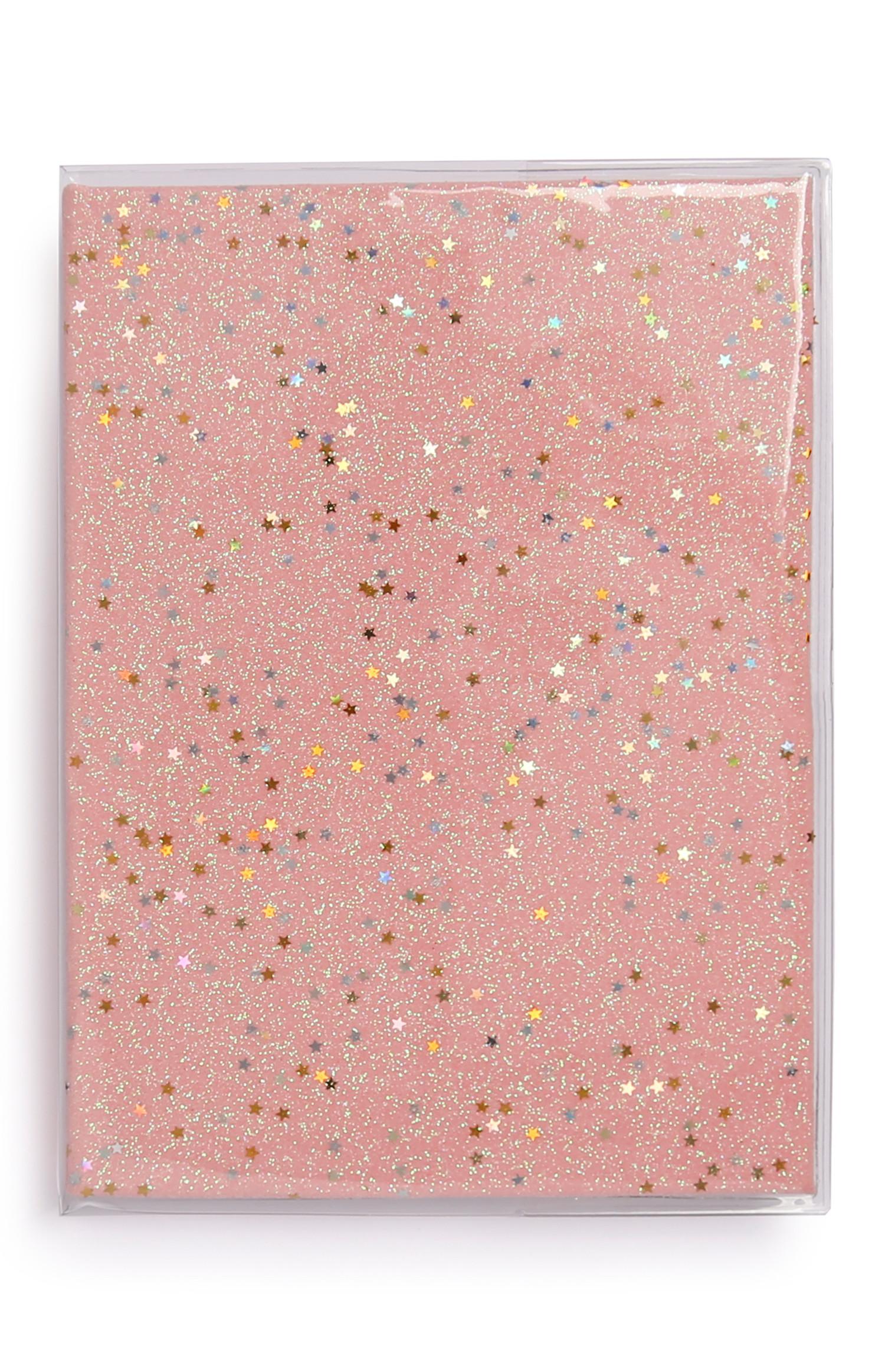 Quaderno A5 rosa glitterato