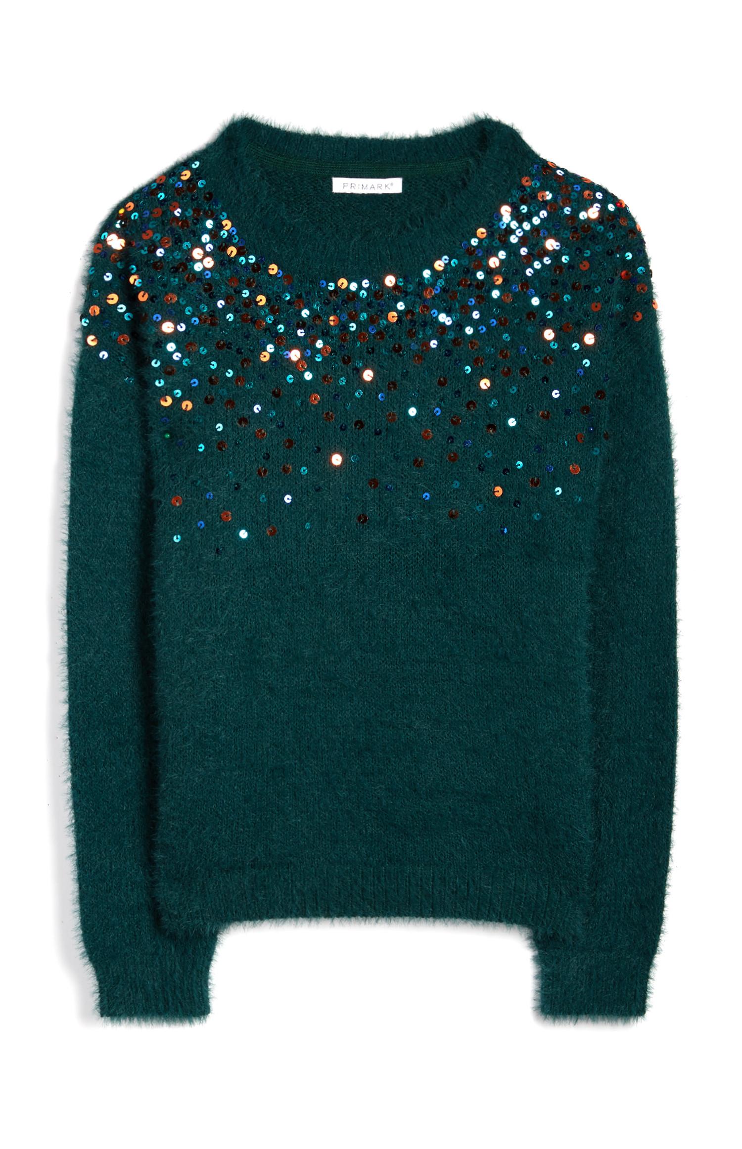 Flauschiger Pullover mit Pailletten, grün (Teeny Girls)