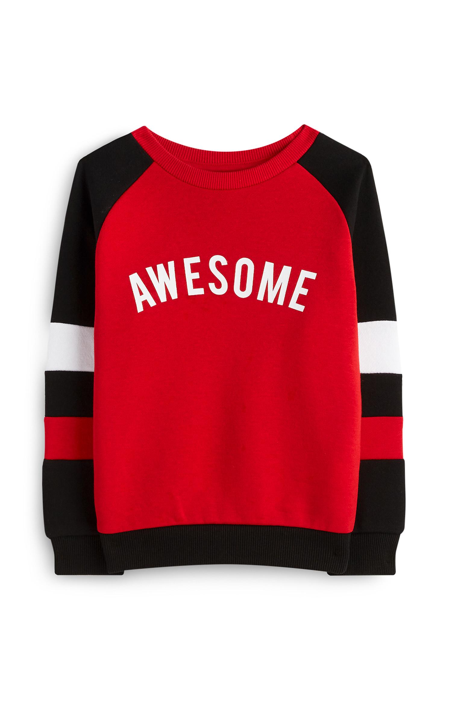 Roter „Awesome“ Pullover (kleine Jungen)