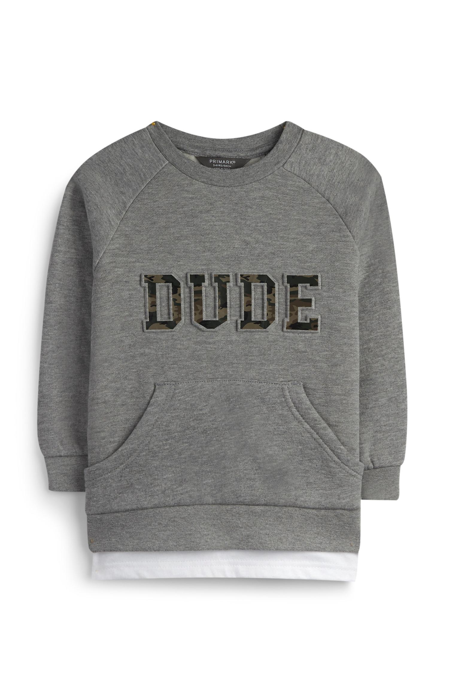 Grauer „Dude“ Pullover (kleine Jungen)