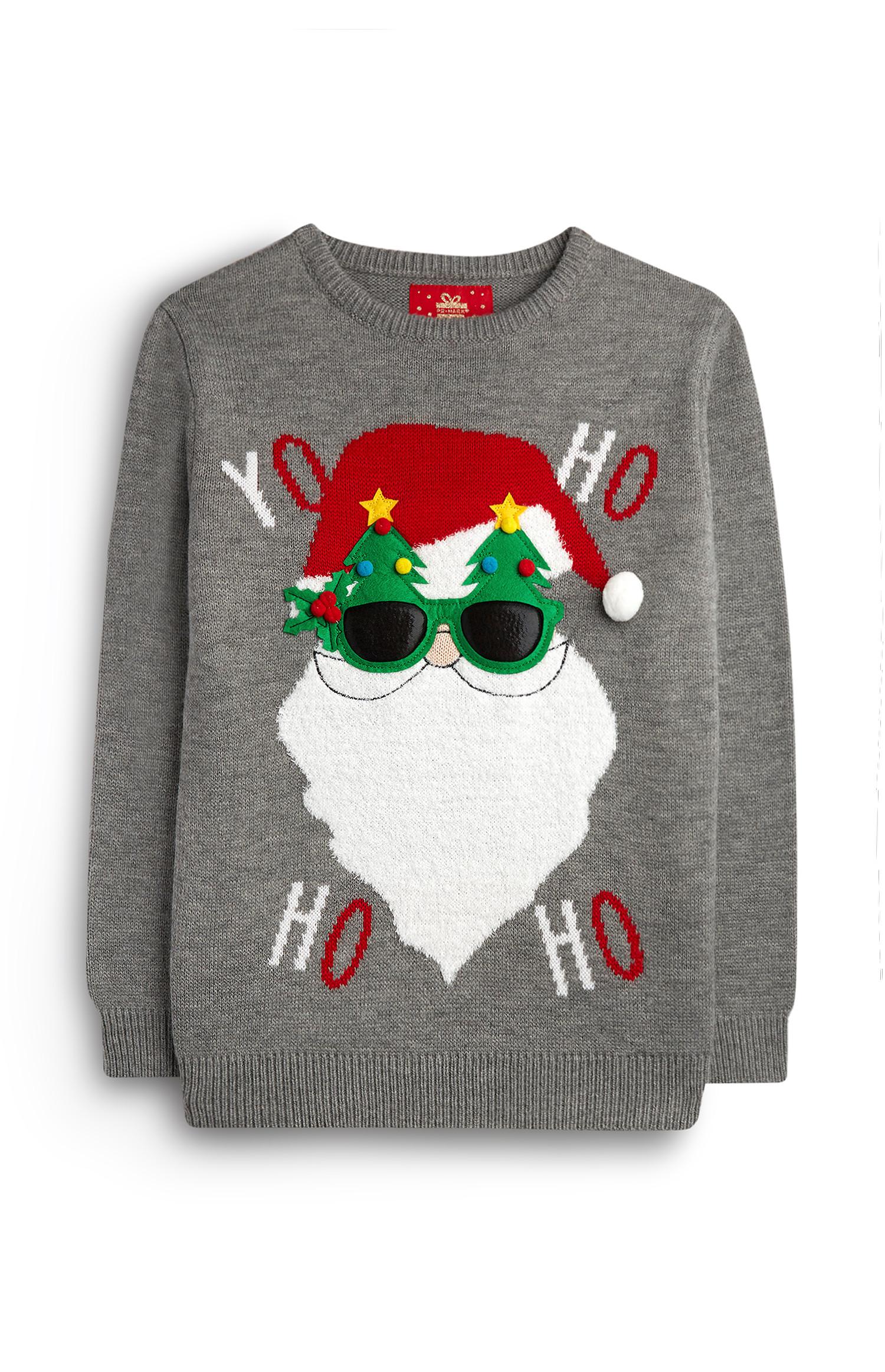 Grauer Pullover mit „Santa Yo Ho Ho Ho“-Motiv (Teeny Boys)