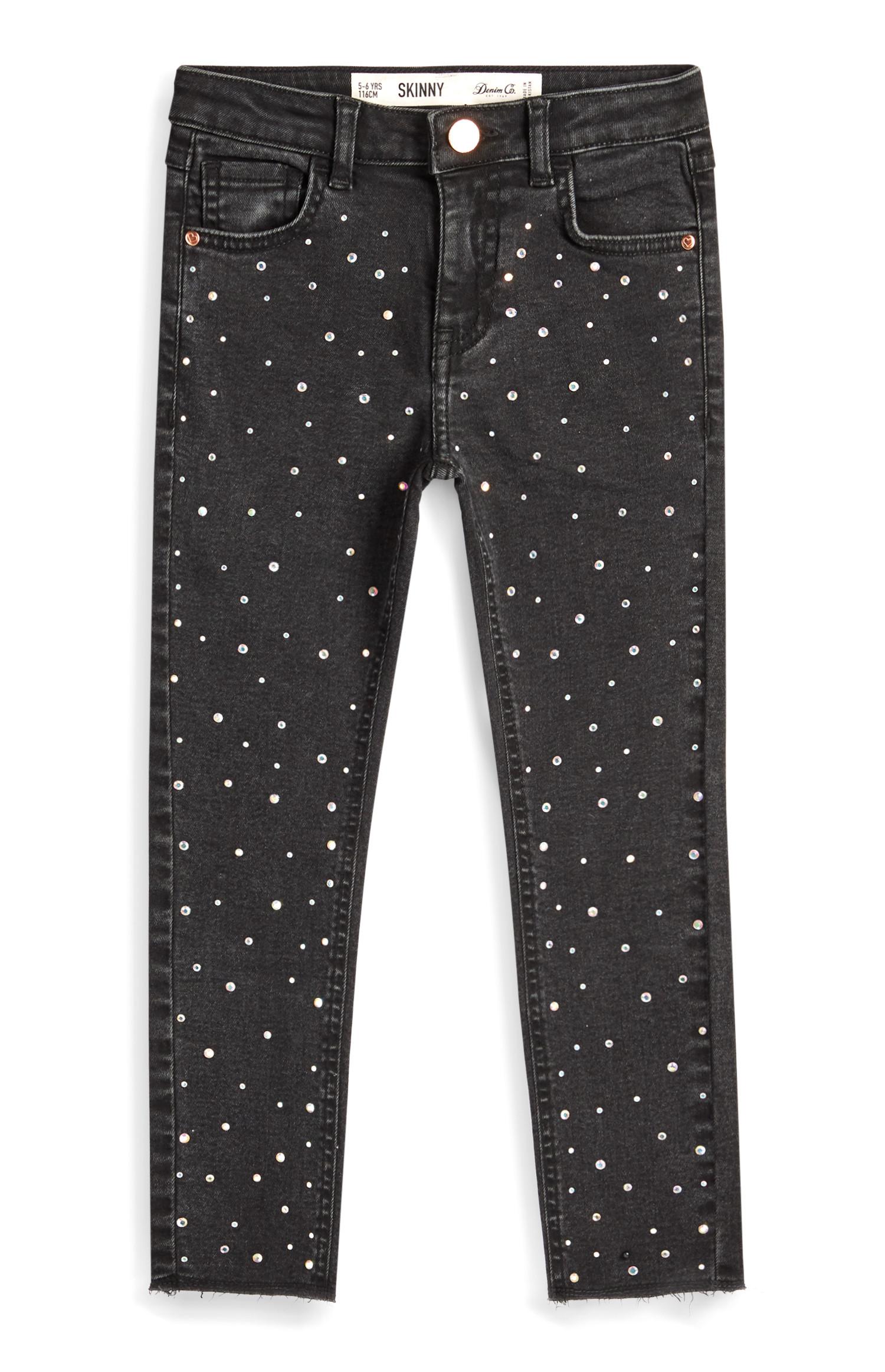 Graue Jeans mit Ziersteinen (kleine Mädchen)