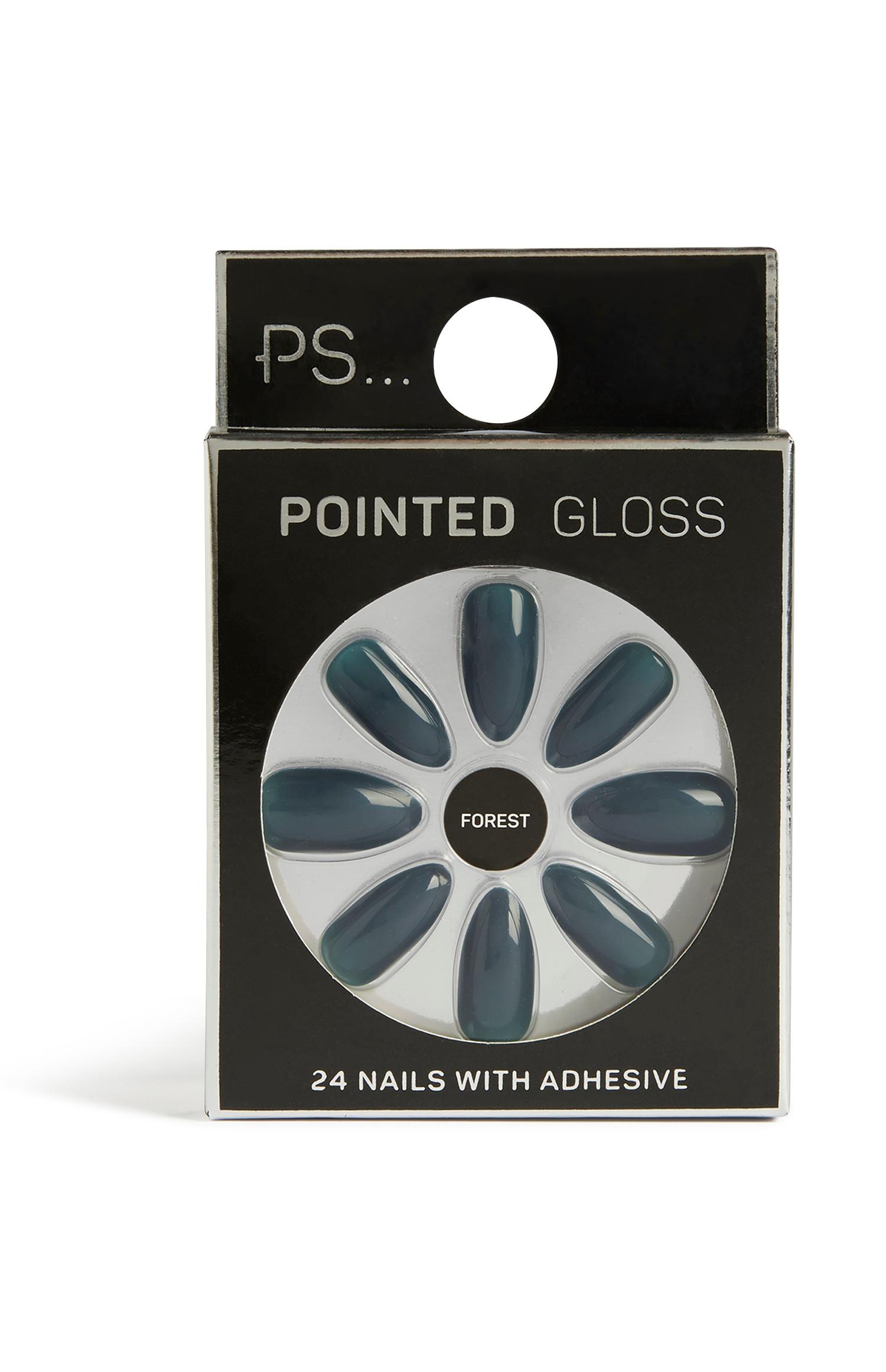 Unghie a punta lucide verde foresta