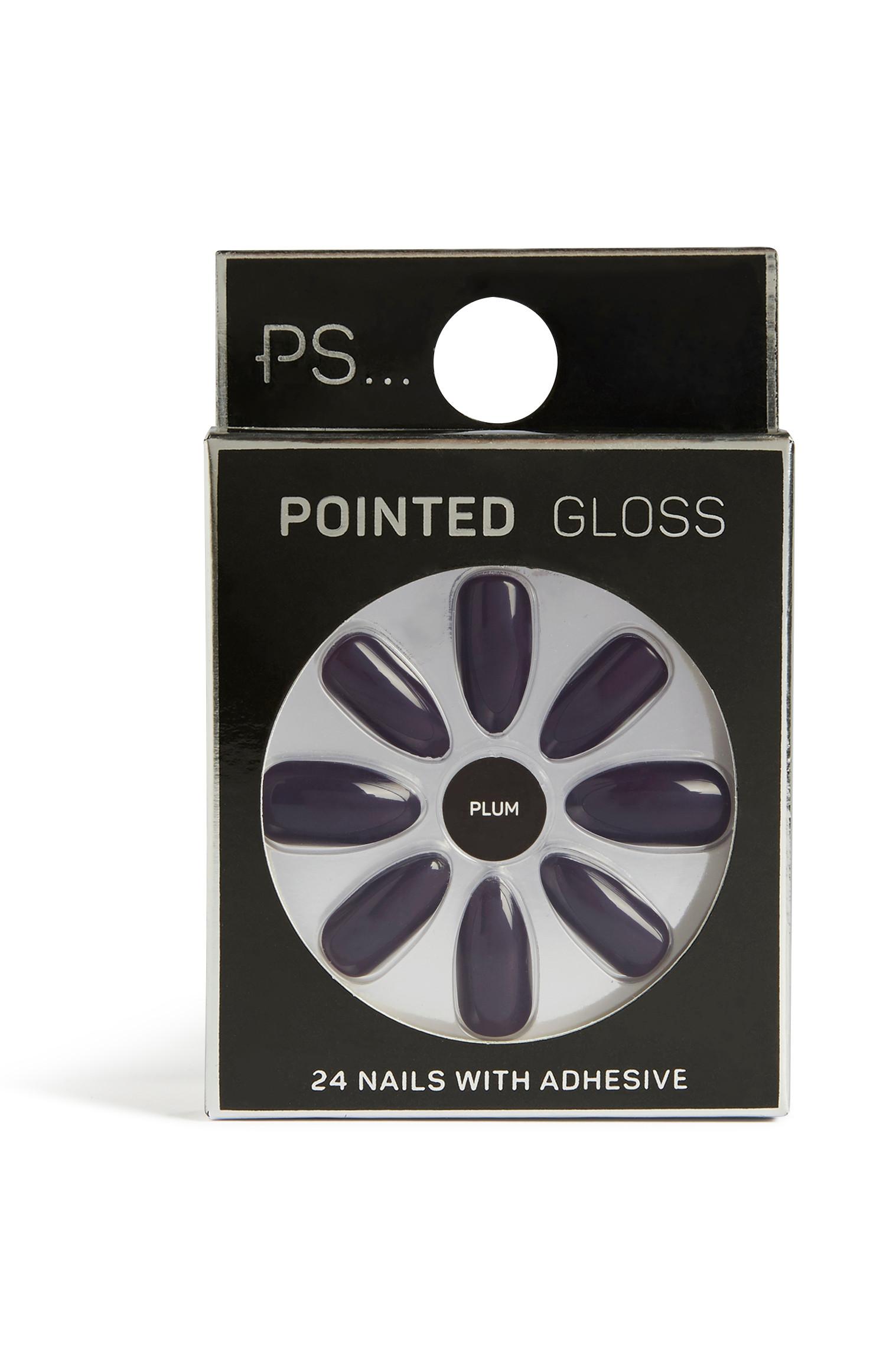 Unghie a punta lucide color prugna