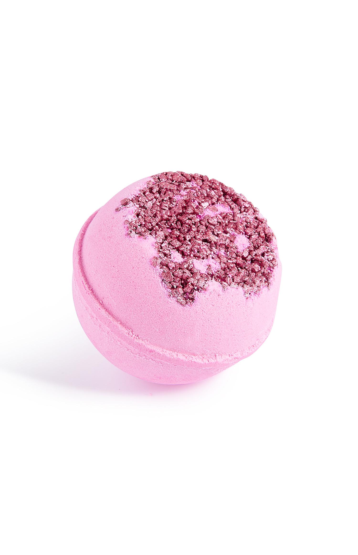 Bomba da bagno rosa screziata