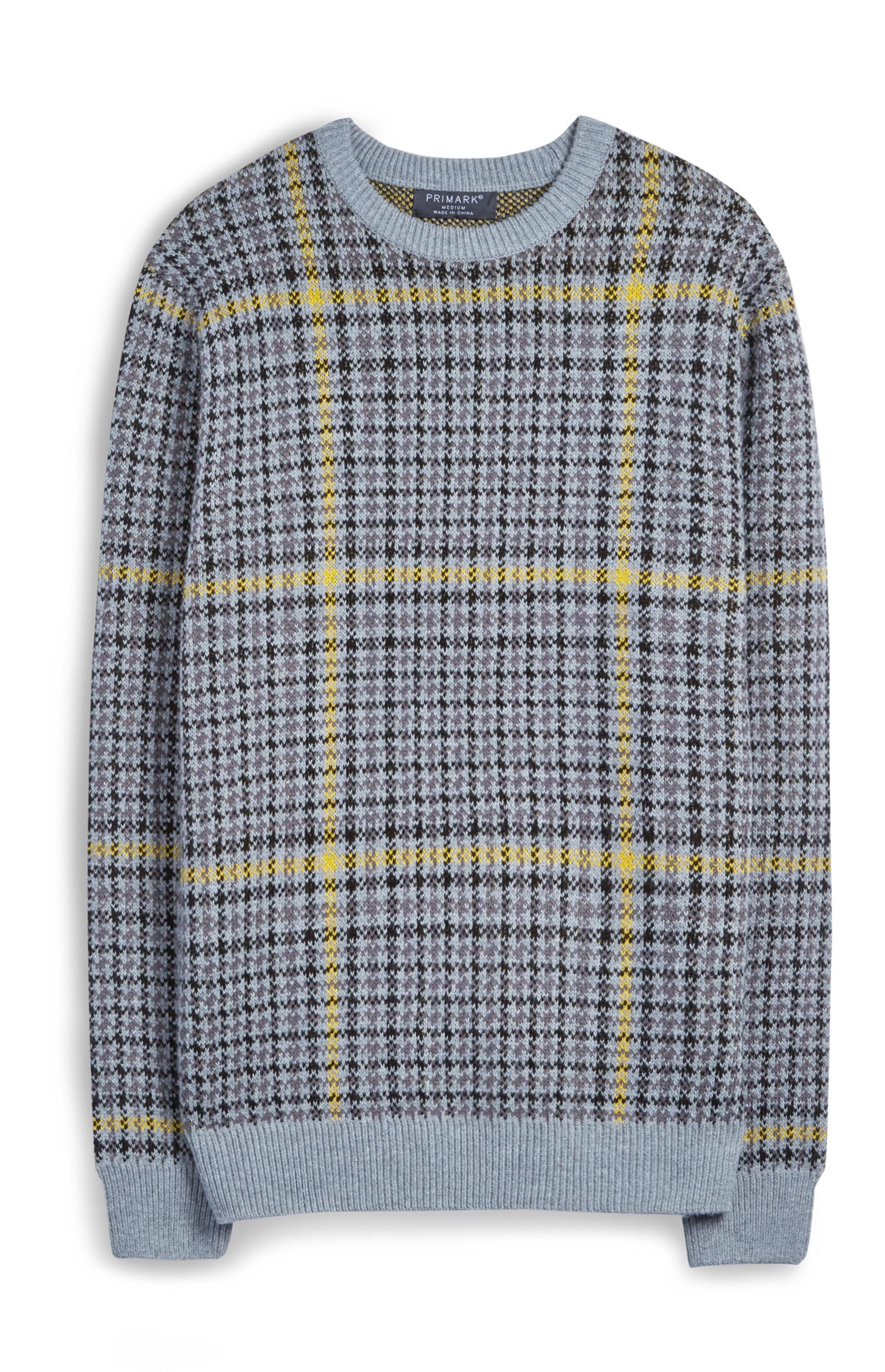 Grau karierter Heritage-Pullover