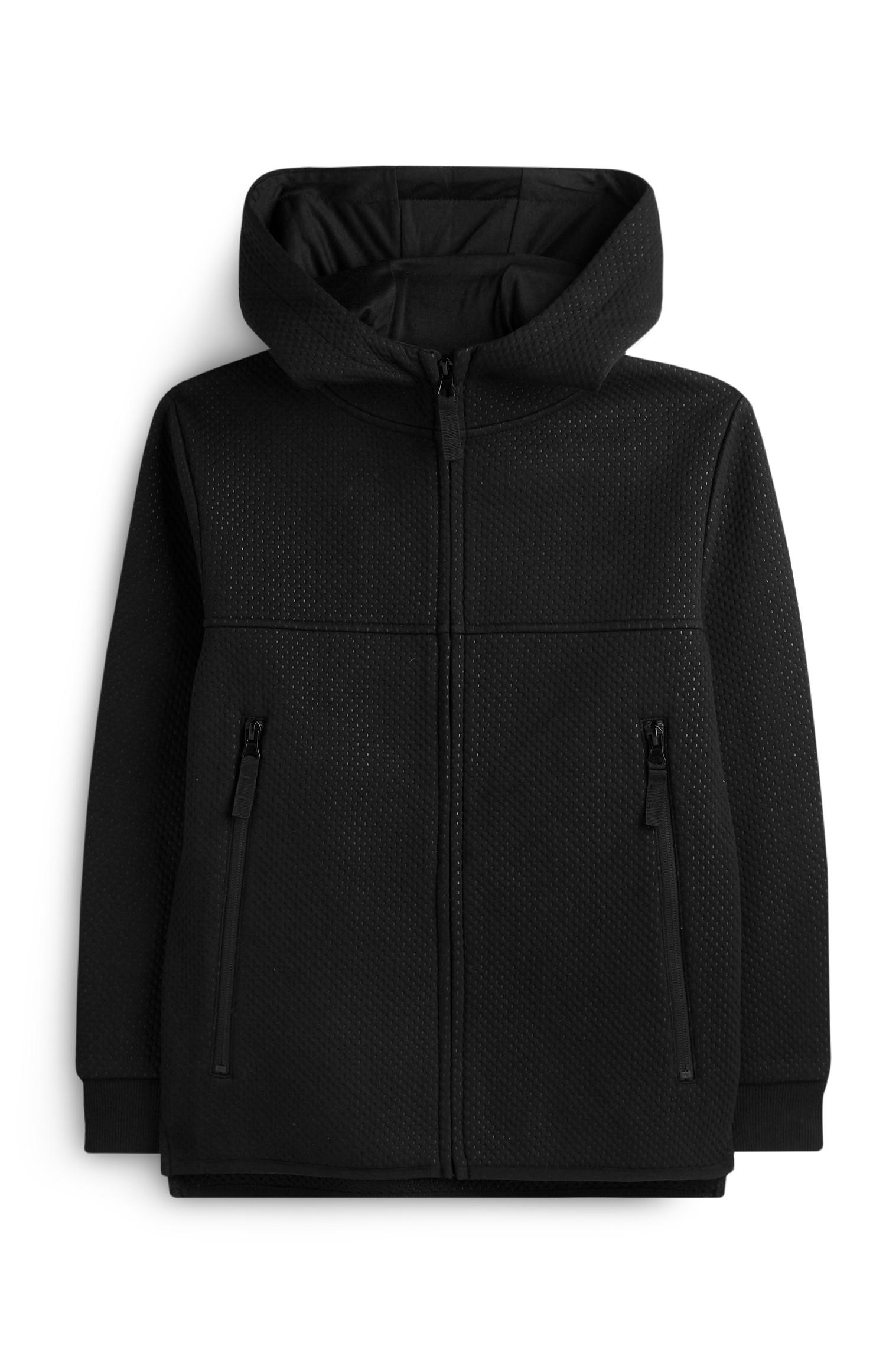 Schwarze Kapuzenjacke in Mesh-Optik (Teeny Boys)