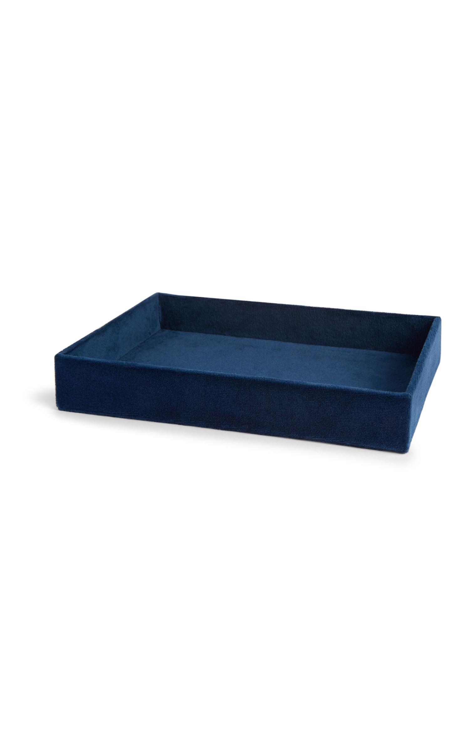 Vassoio portagioie blu navy in velluto