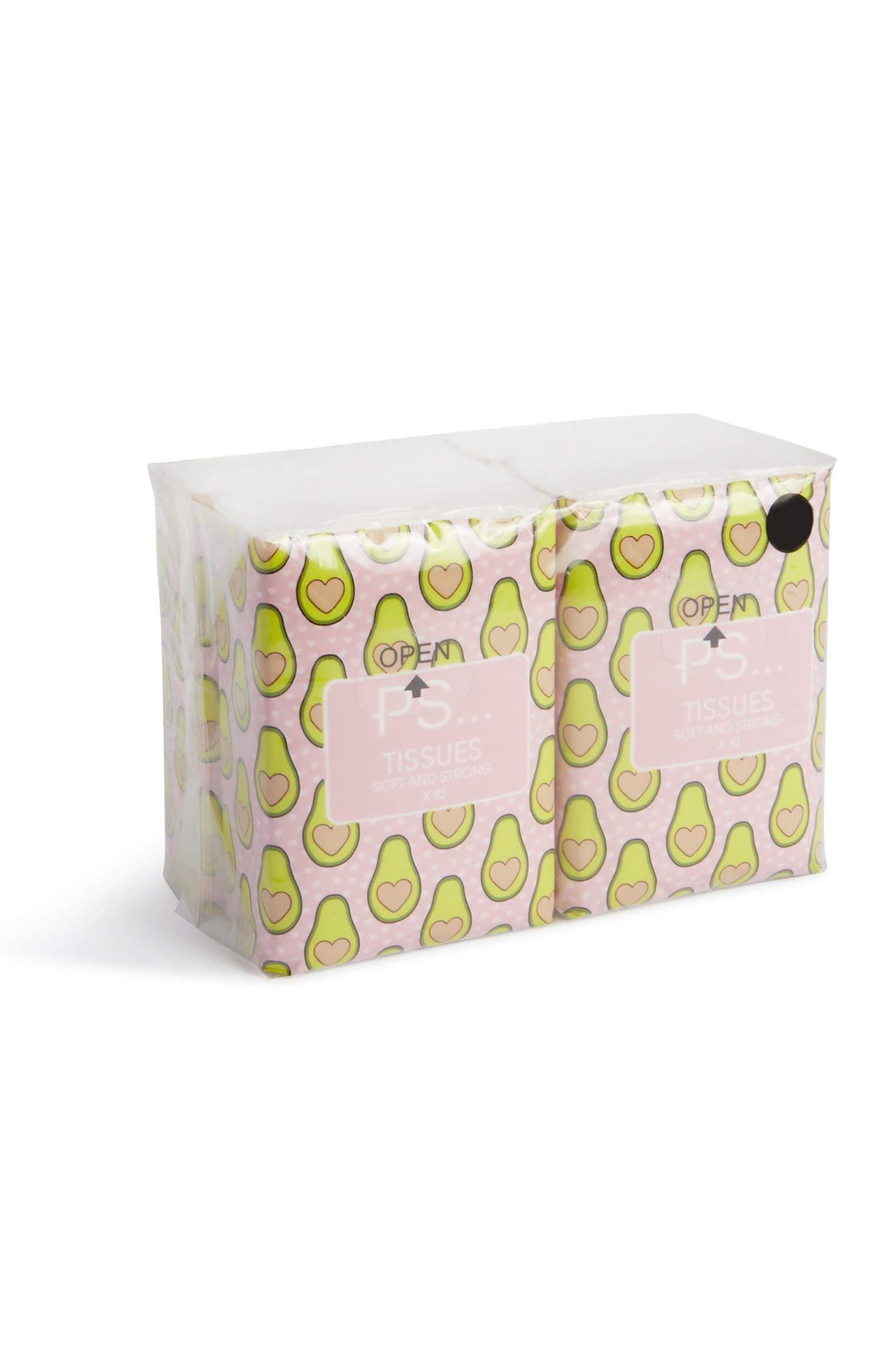 4 pacchetti di fazzoletti con stampa avocado