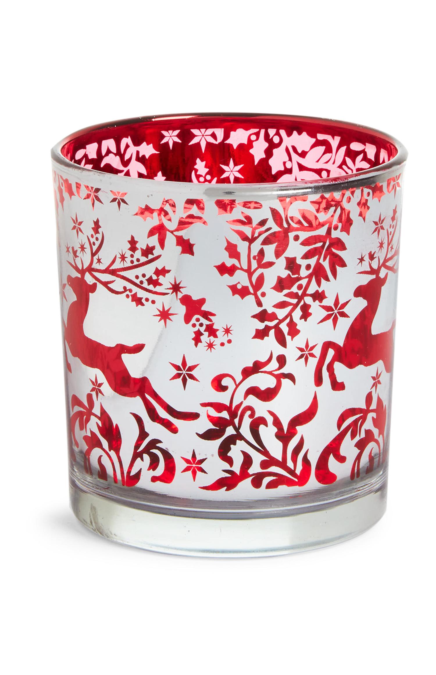 Portacandelina natalizio in vetro