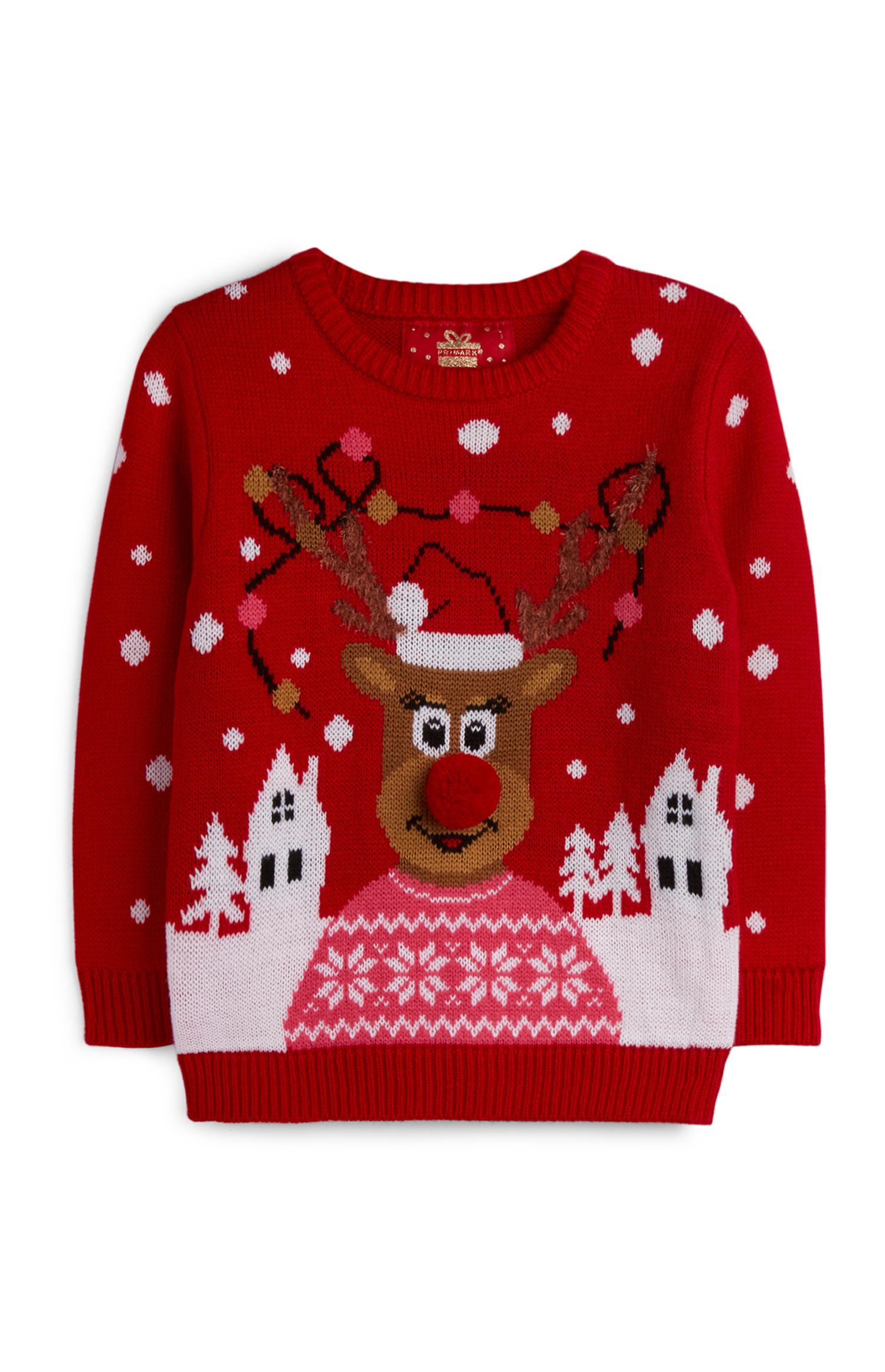 Weihnachtspullover mit Rentiermotiv (kleine Mädchen)