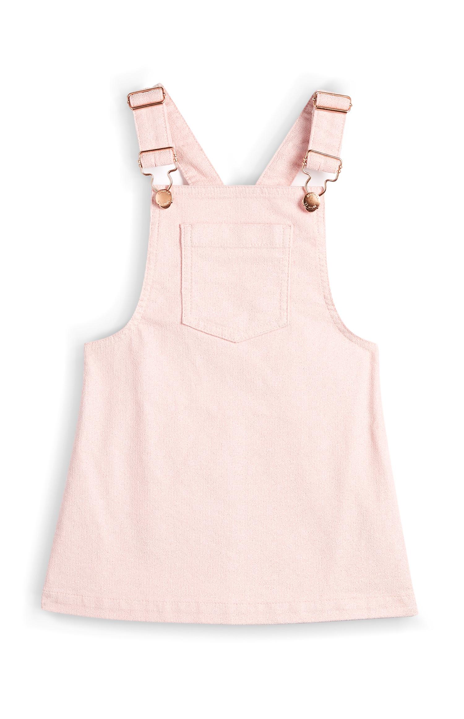 Rosafarbenes Latzkleid aus Cord (kleine Mädchen)