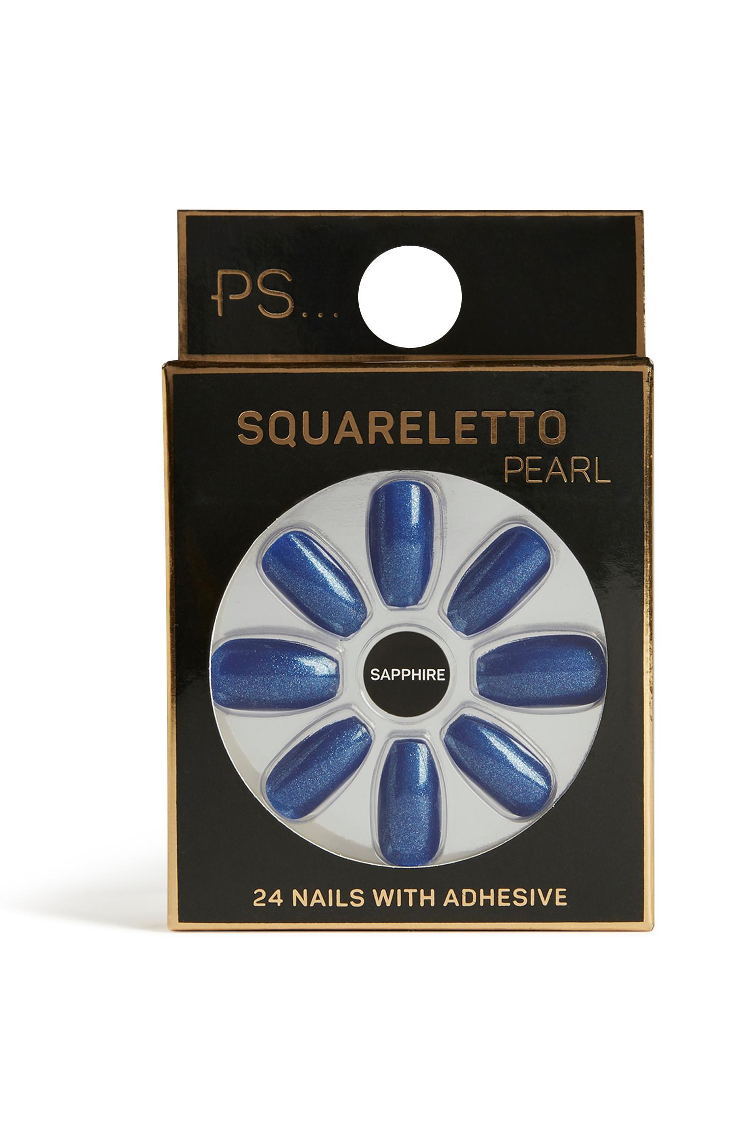 Unghie squadrate zaffiro effetto perla